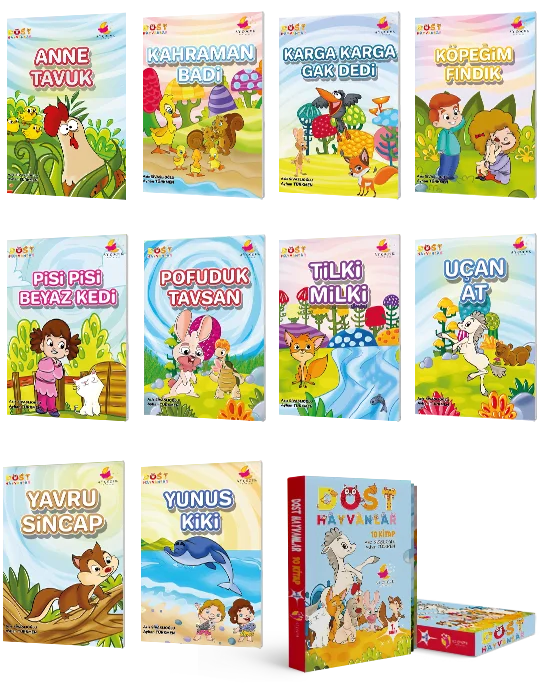1.Sınıf Hikaye Seti Dost Hayvanlar (10 kitap + Değerlendirme Soruları) Ay Çocuk yayınları