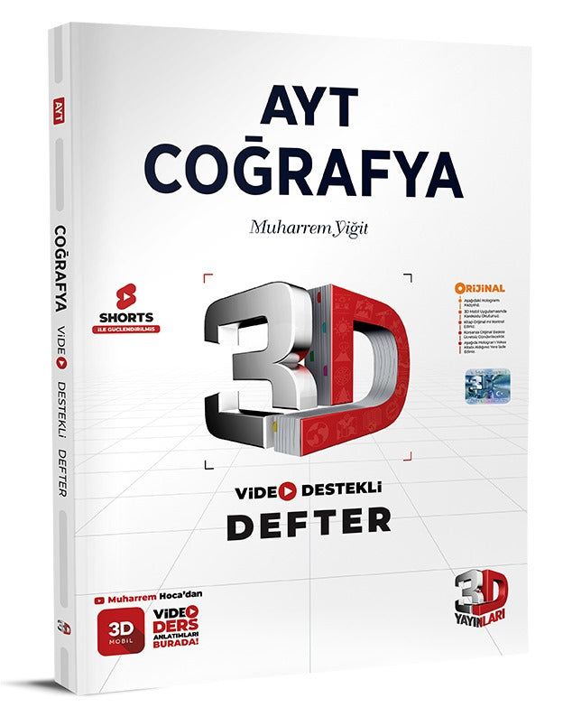 3D Yayınları AYT Coğrafya Video Destekli Defter-1