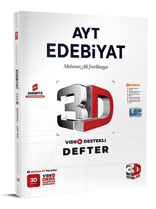 3D Yayınları AYT Edebiyat Video Destekli Defter-1