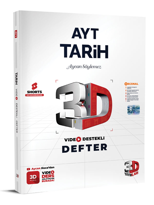 3D Yayınları AYT Tarih Video Destekli Defter-1