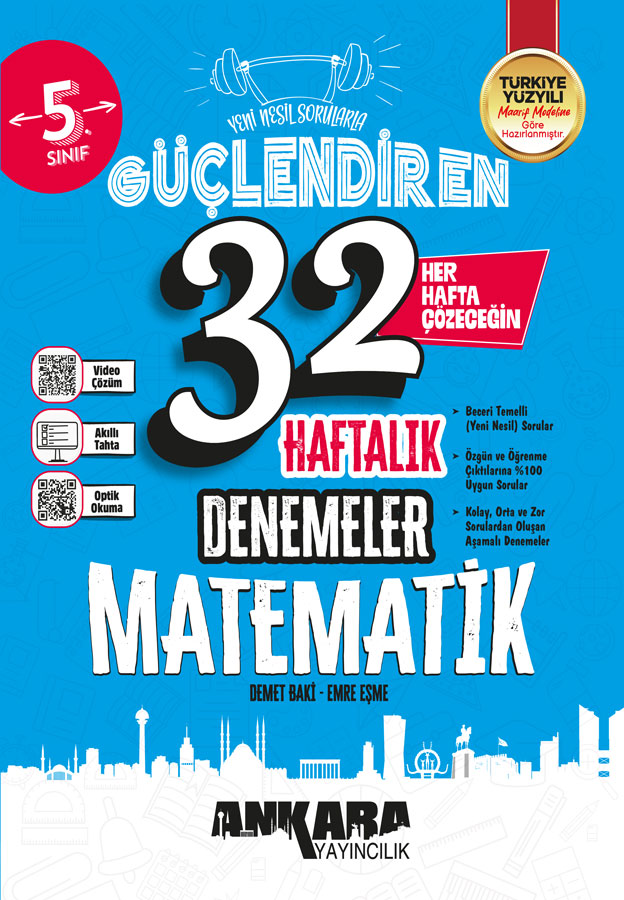 Ankara Yayıncılık 5. Sınıf Matematik Güçlendiren 32 Haftalık Denemeleri-1