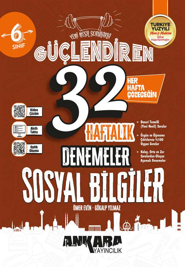 Ankara Yayıncılık 6. Sınıf Sosyal Bilgiler 32 Haftalık Güçlendiren Denemeleri-1