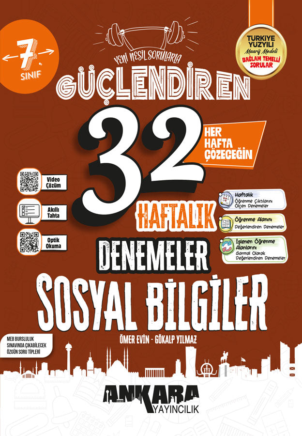 Ankara Yayıncılık 7. Sınıf Sosyal Bilgiler 32 Haftalık Güçlendiren Denemeleri