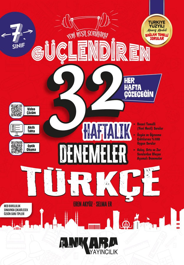 Ankara Yayıncılık 7. Sınıf Türkçe 32 Hafta Güçlendiren Denemeleri-1