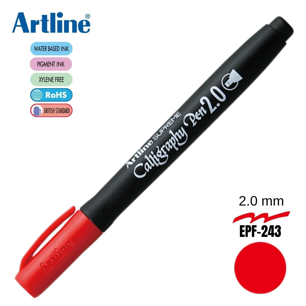 Artline Supreme Kaligrafi Kalemi Kesik Uç 2.0 mm Kırmızı