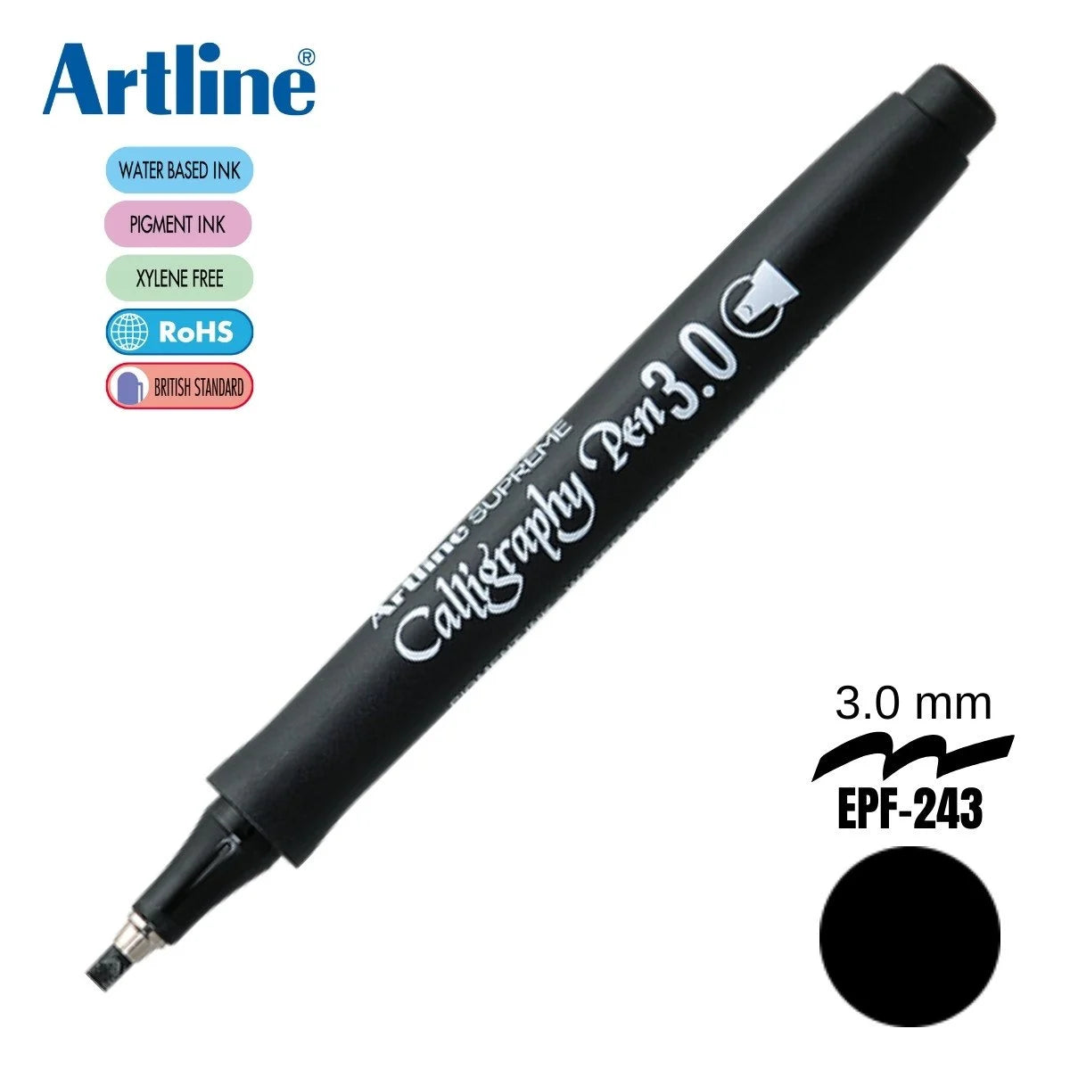 Artline Supreme Kaligrafi Kalemi Kesik Uç 3.0 mm Siyah-1