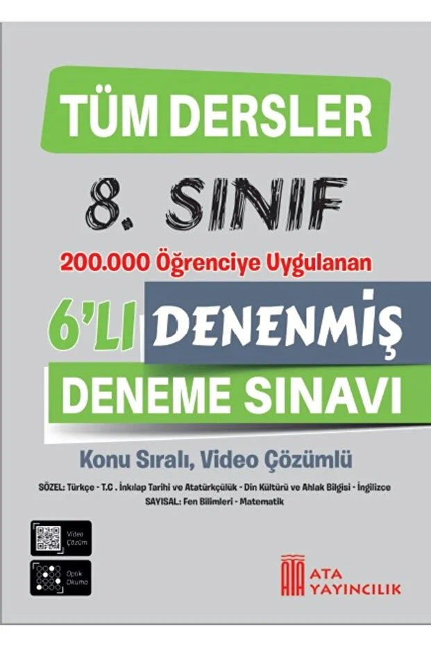 Ata Yayıncılık 8. Sınıf Tüm Dersler Denenmiş 6`lı Deneme ...