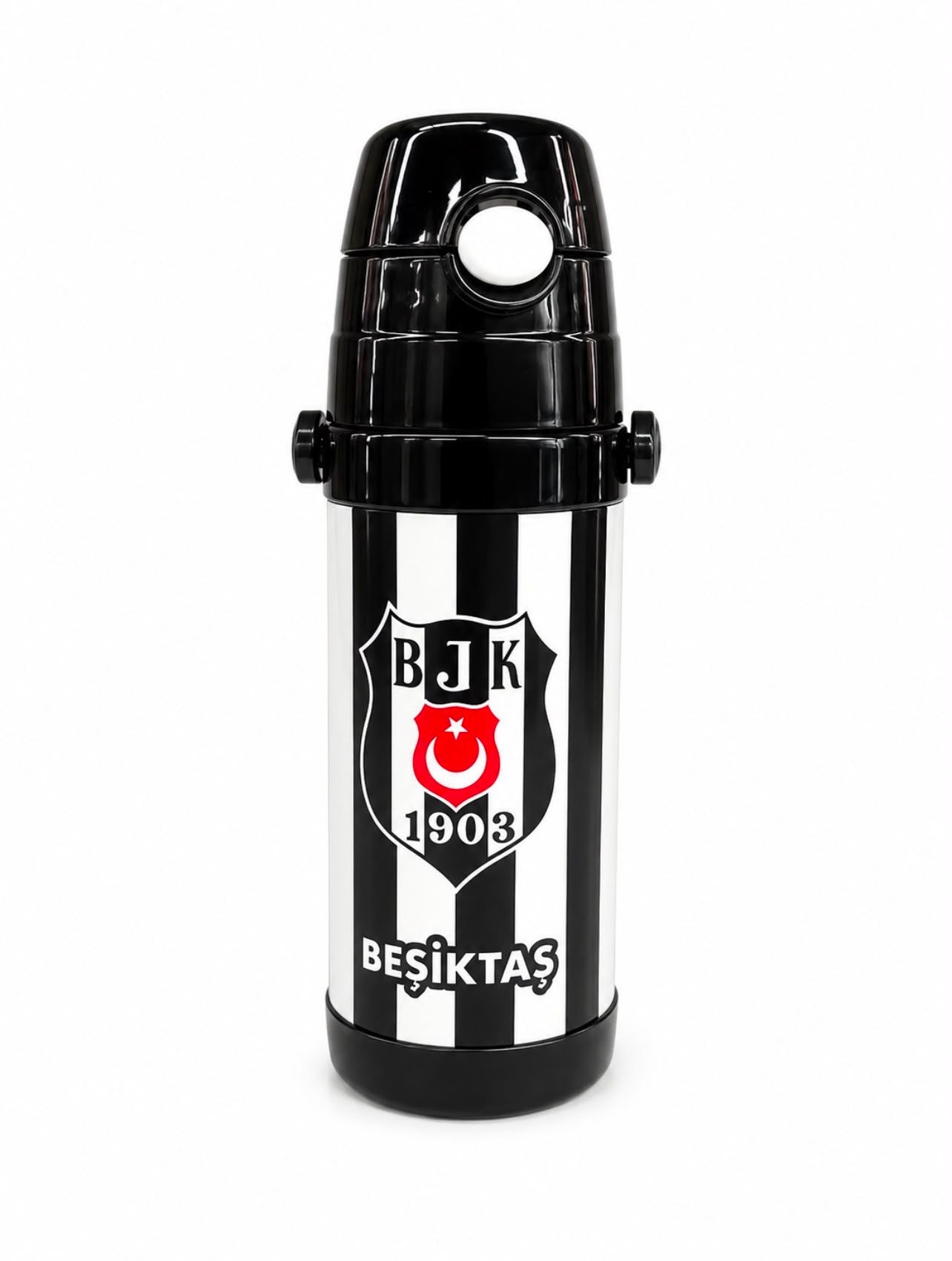 Beşiktaş Siyah Beyaz Çubuklu Çelik Matara 30004