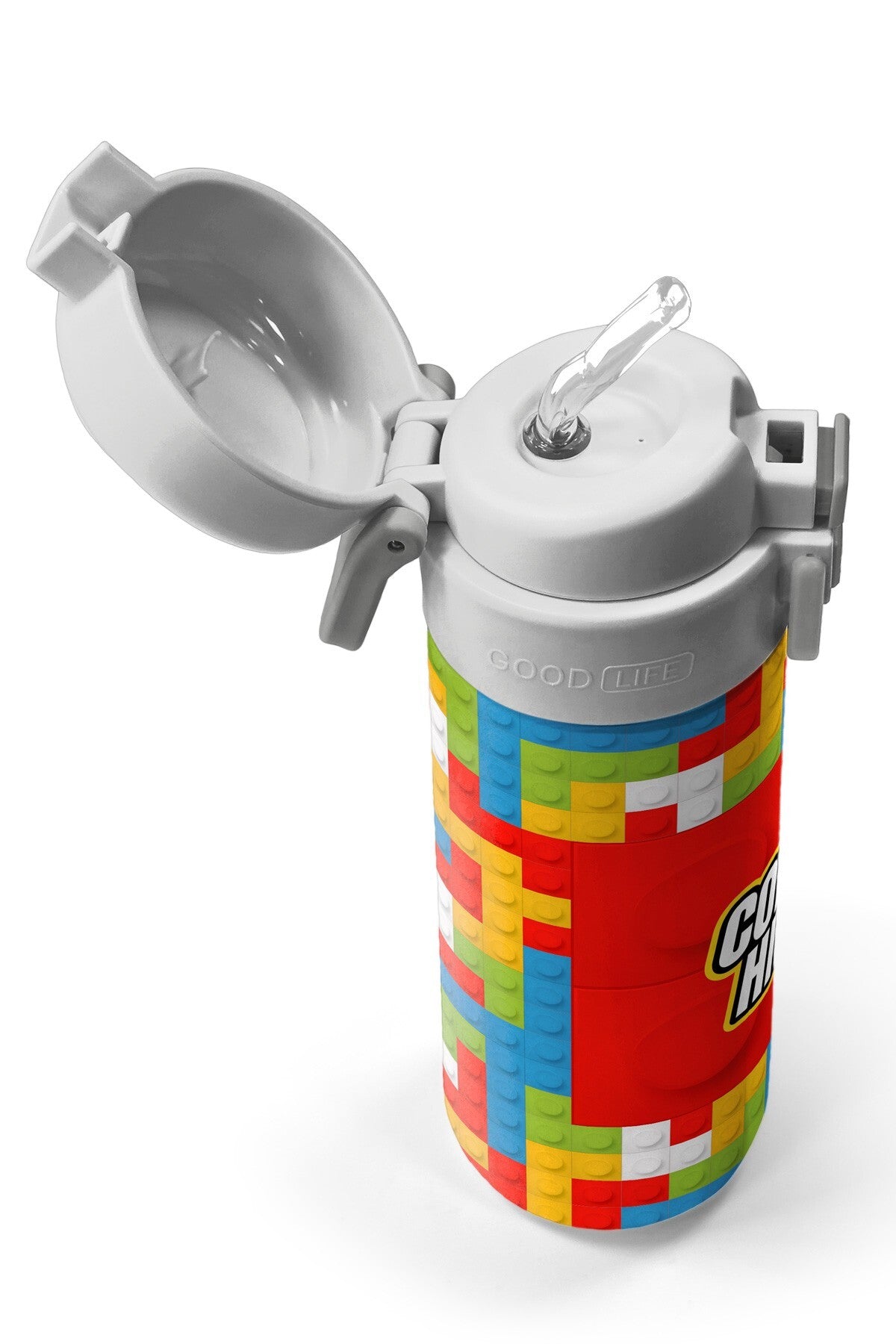 Coral High Kids Blok Desenli Pipetli ve Direkt İçim Çelik Termos 500 ml 31991-2
