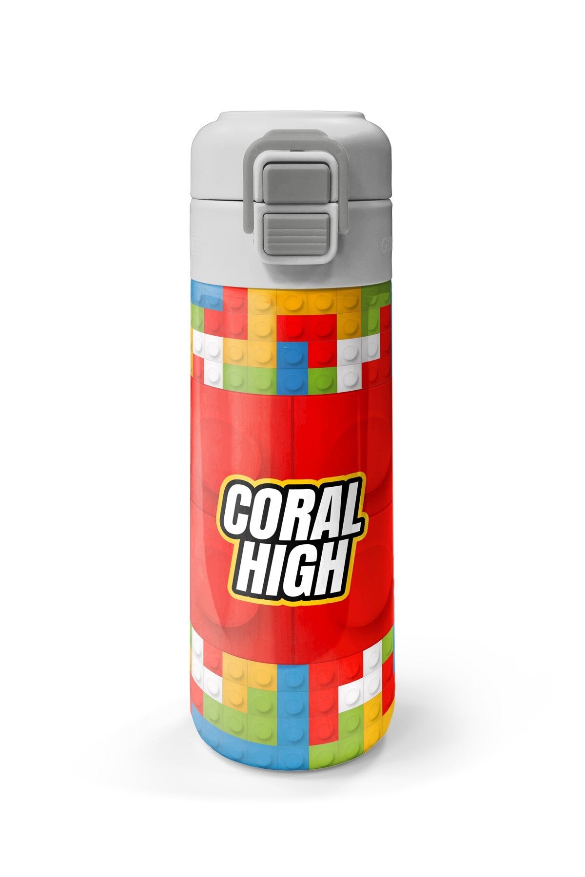 Coral High Kids Blok Desenli Pipetli ve Direkt İçim Çelik Termos 500 ml 31991-4