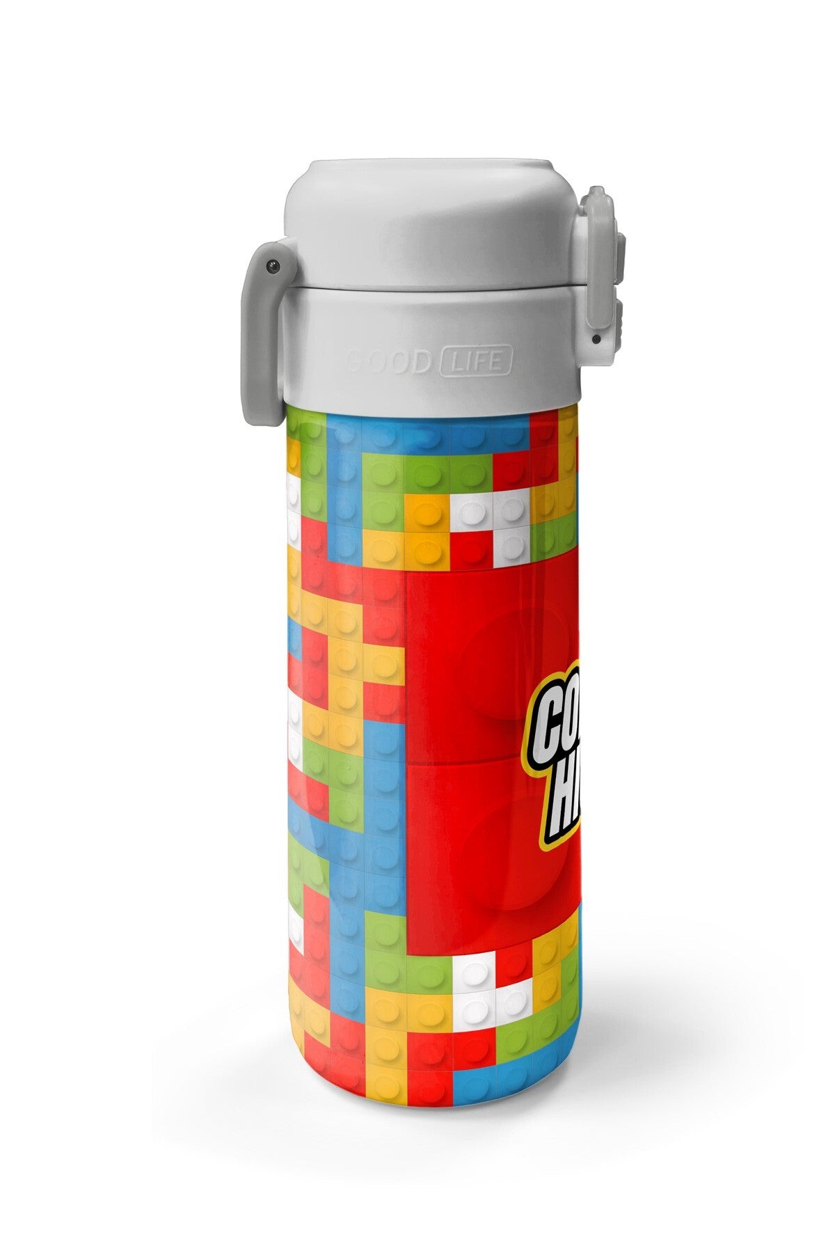 Coral High Kids Blok Desenli Pipetli ve Direkt İçim Çelik Termos 500 ml 31991-5