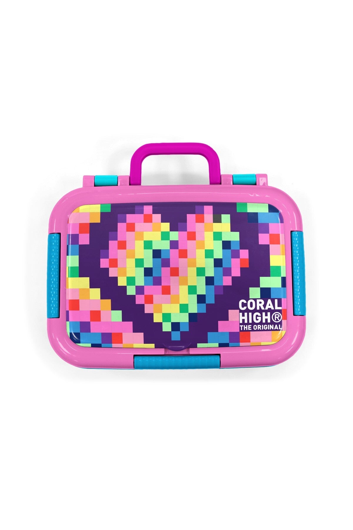 Coral High Kids Çok Renkli Piksel Kalp Desenli Paslanmaz Çelik Beslenme Kabı 39108-5