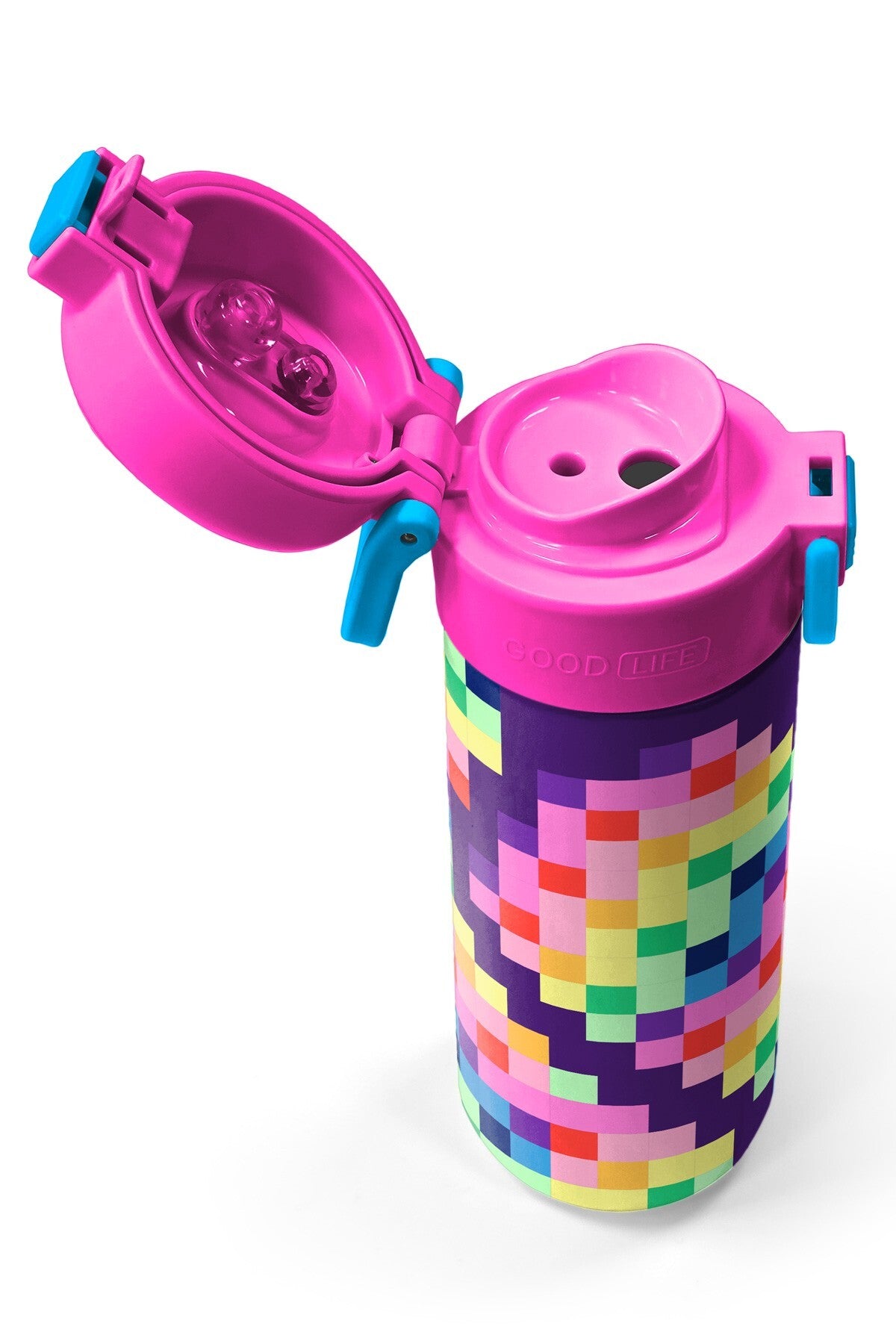 Coral High Kids Çok Renkli Piksel Kalp Desenli Pipetli ve Direkt İçim Çelik Termos 500 ml 38108-3