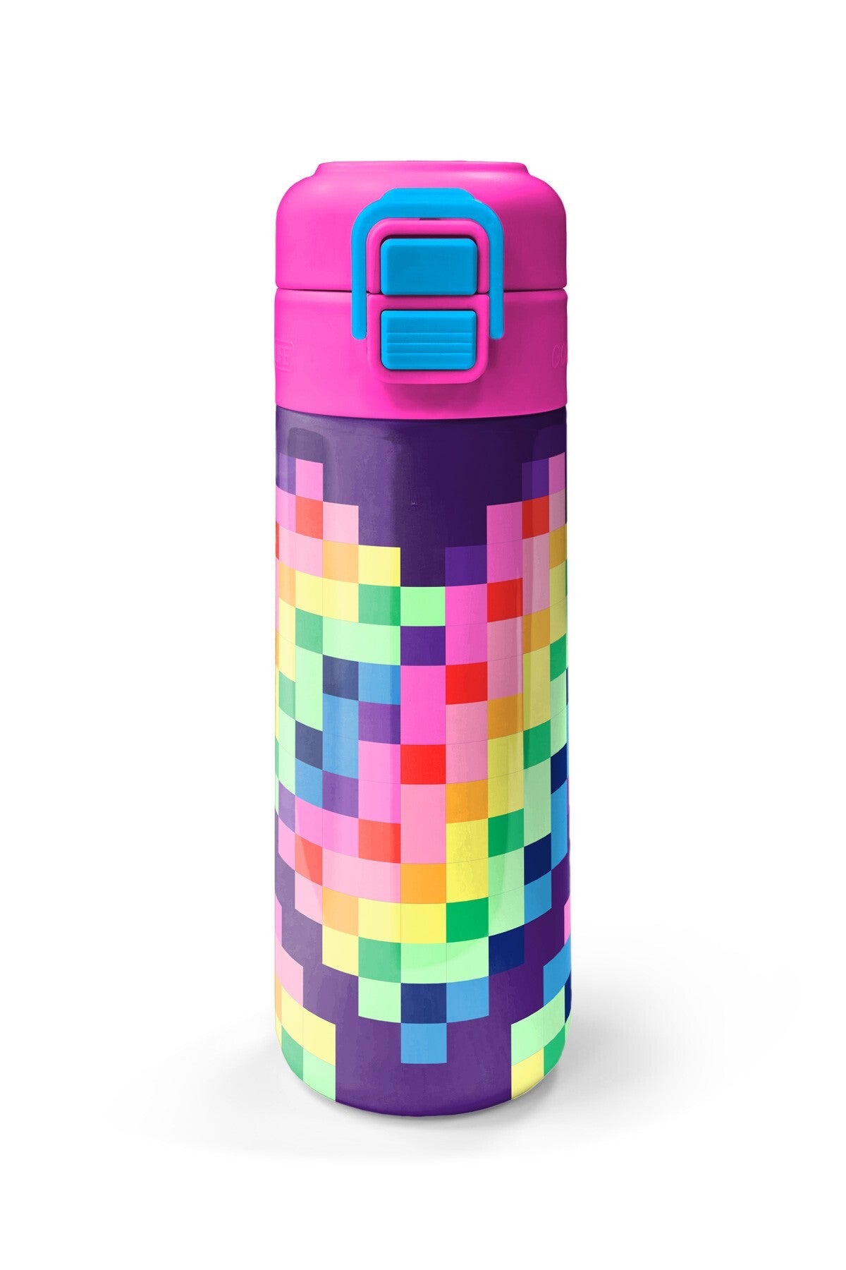Coral High Kids Çok Renkli Piksel Kalp Desenli Pipetli ve Direkt İçim Çelik Termos 500 ml 38108-4