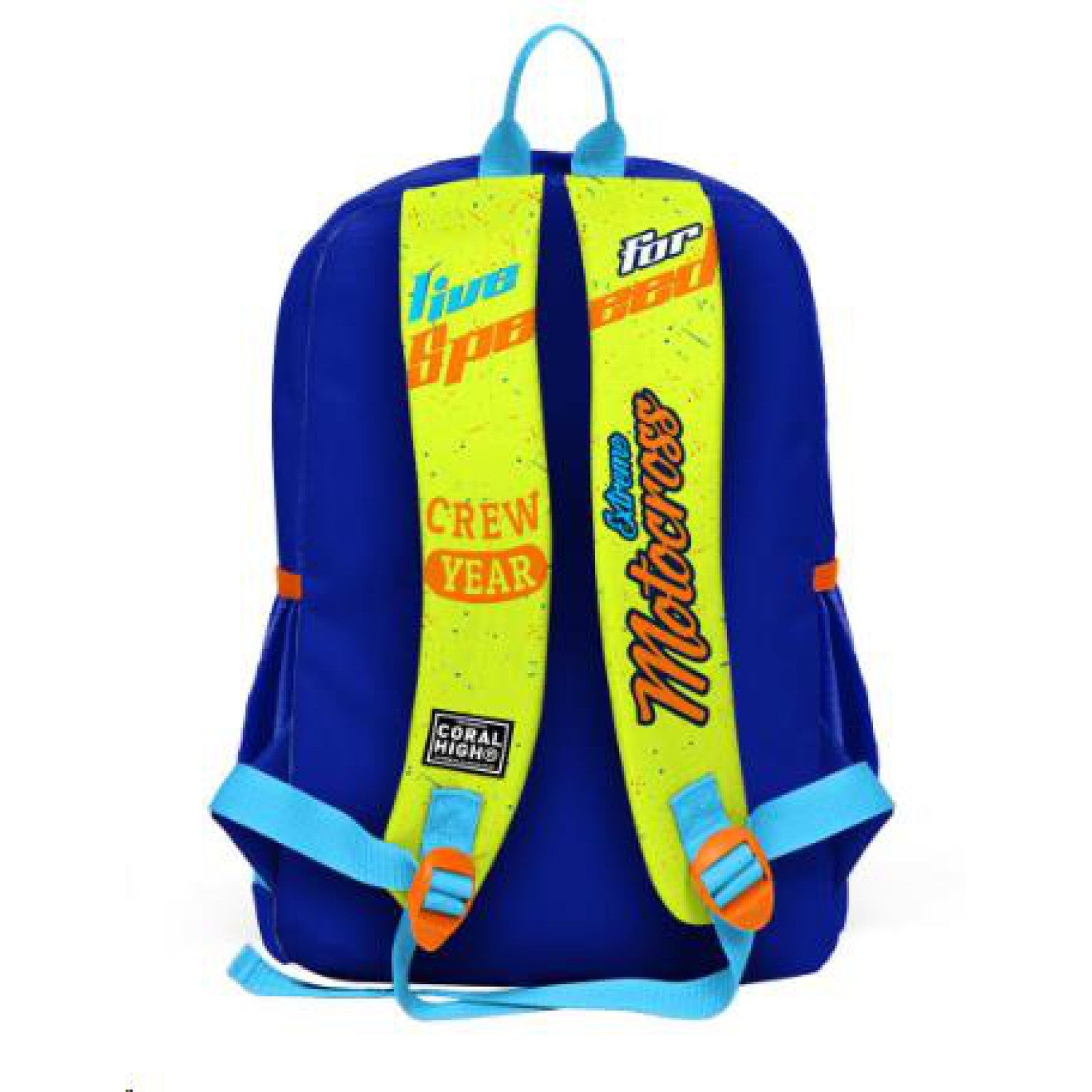 Coral High Kids Fosforlu Sarı Saks Motorsiklet Desenli Dört Bölmeli Okul Sırt Çantası 23742-3