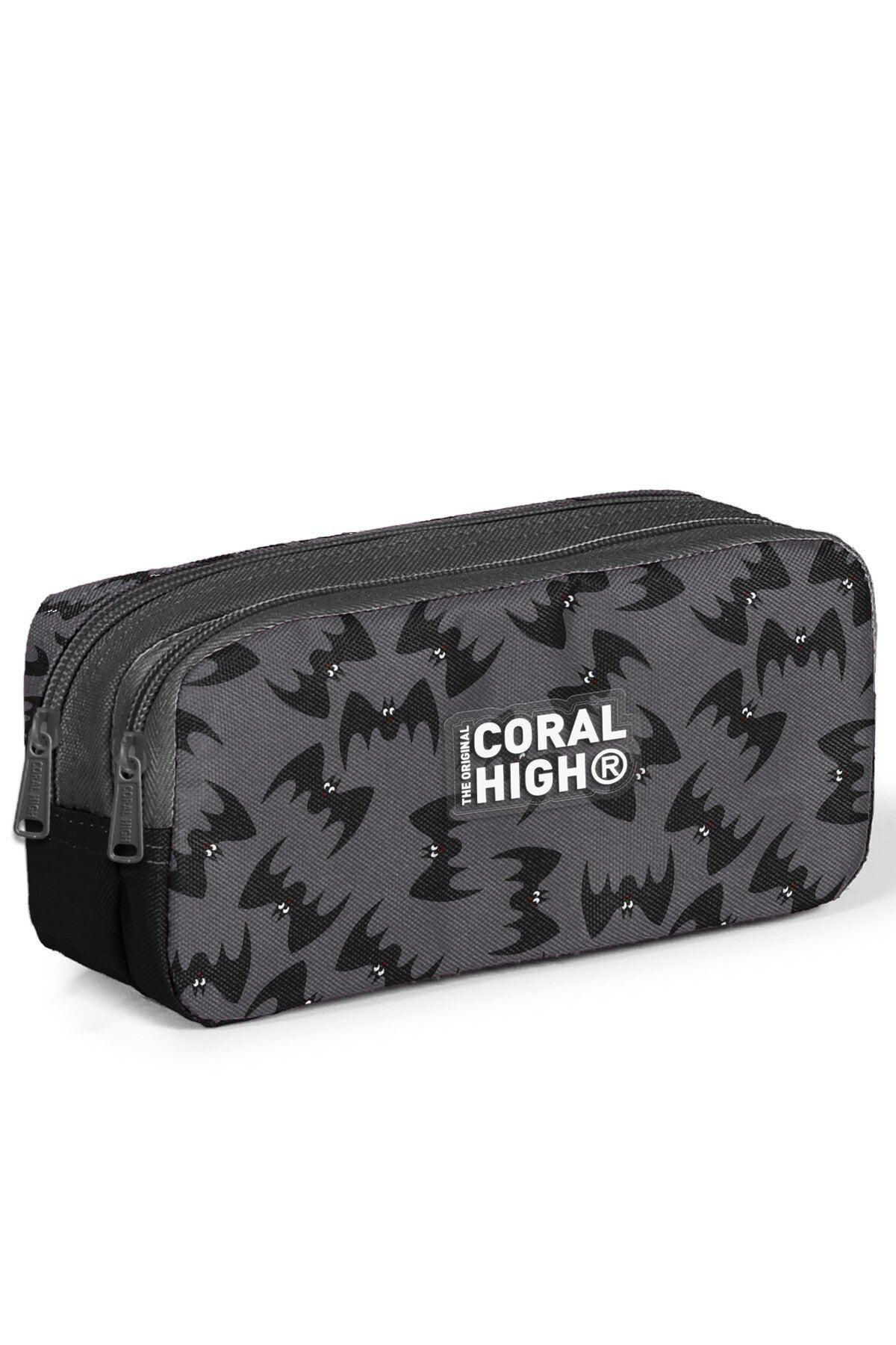 Coral High Kids Gri Siyah Yarasa Desenli İki Bölmeli Kalem Çantası 31044