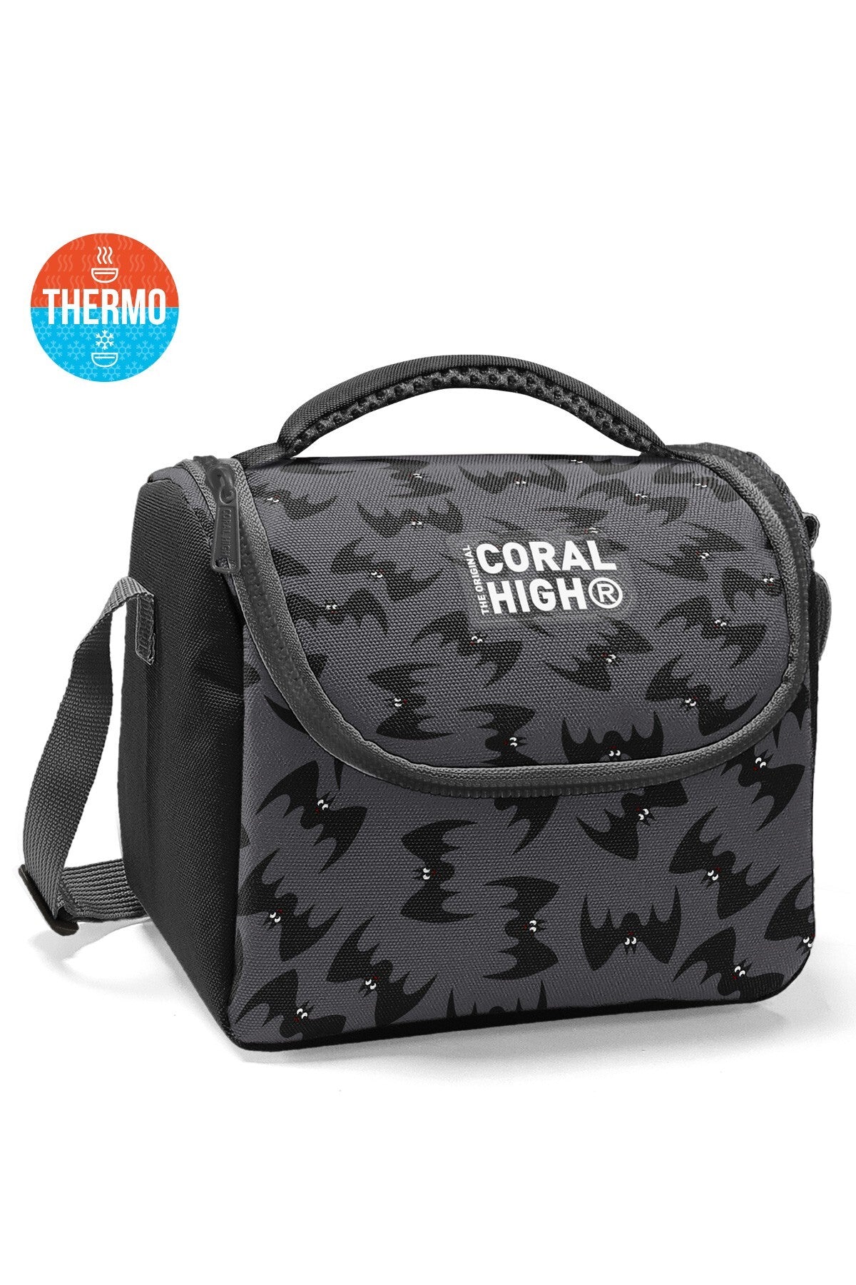 Coral High Kids Gri Siyah Yarasa Desenli Thermo Beslenme Çantası 37144-1