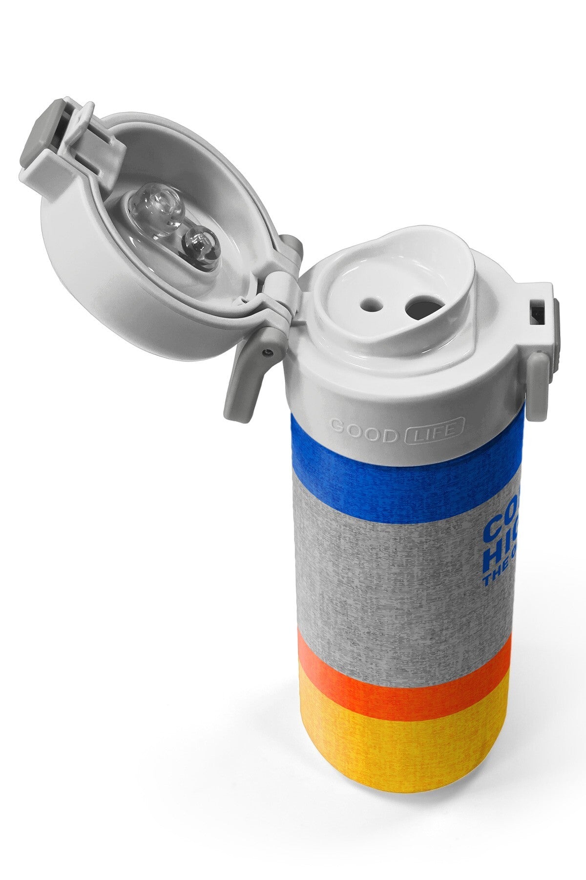 Coral High Kids Gri Turuncu Çizgi Desenli Pipetli ve Direkt İçim Çelik Termos 500 ml 38121-3