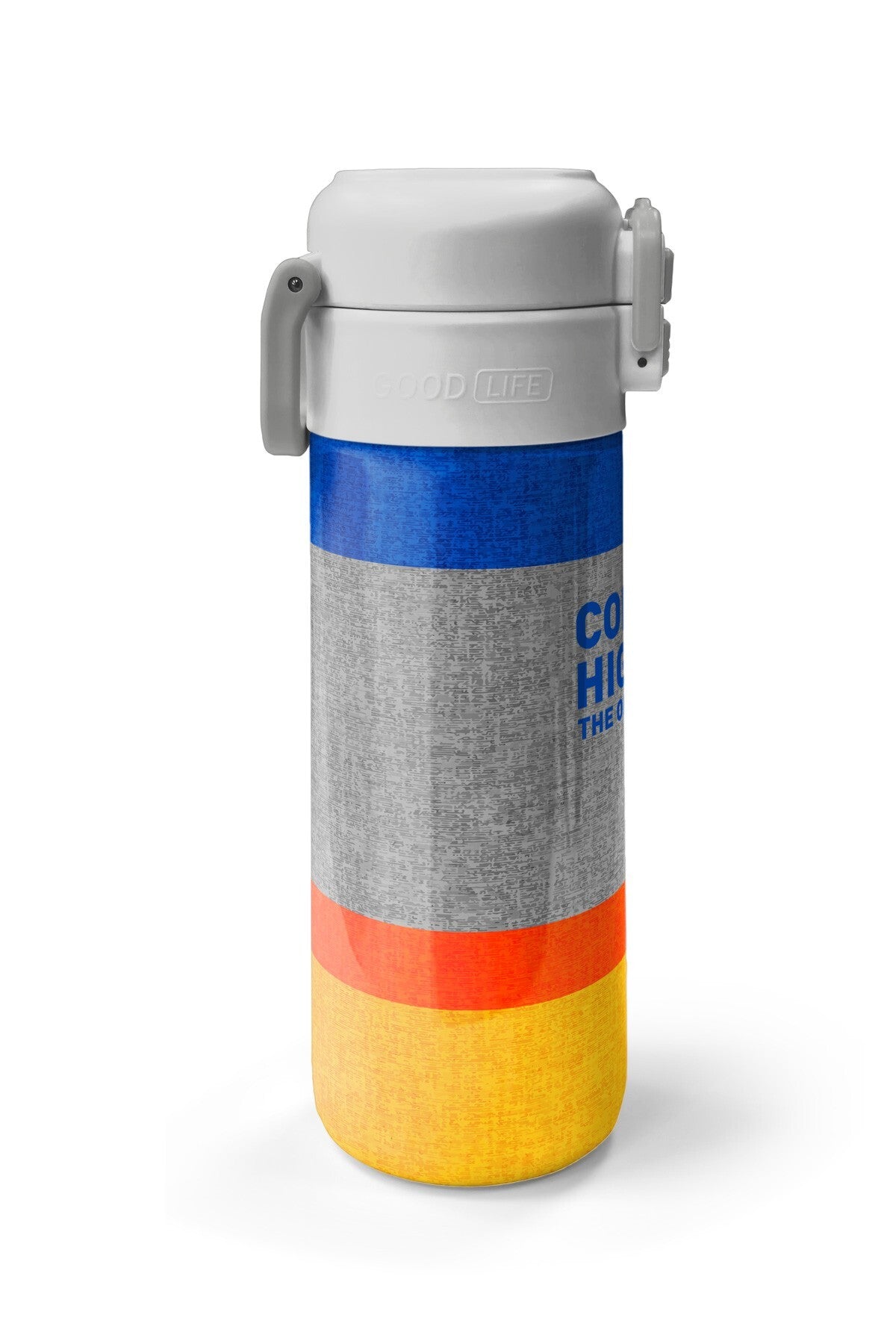 Coral High Kids Gri Turuncu Çizgi Desenli Pipetli ve Direkt İçim Çelik Termos 500 ml 38121-5