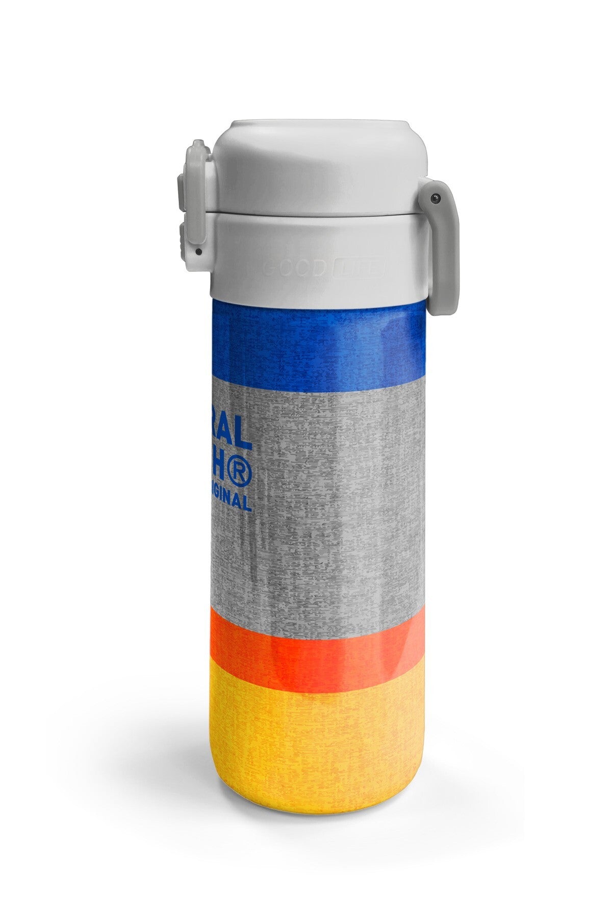 Coral High Kids Gri Turuncu Çizgi Desenli Pipetli ve Direkt İçim Çelik Termos 500 ml 38121-6