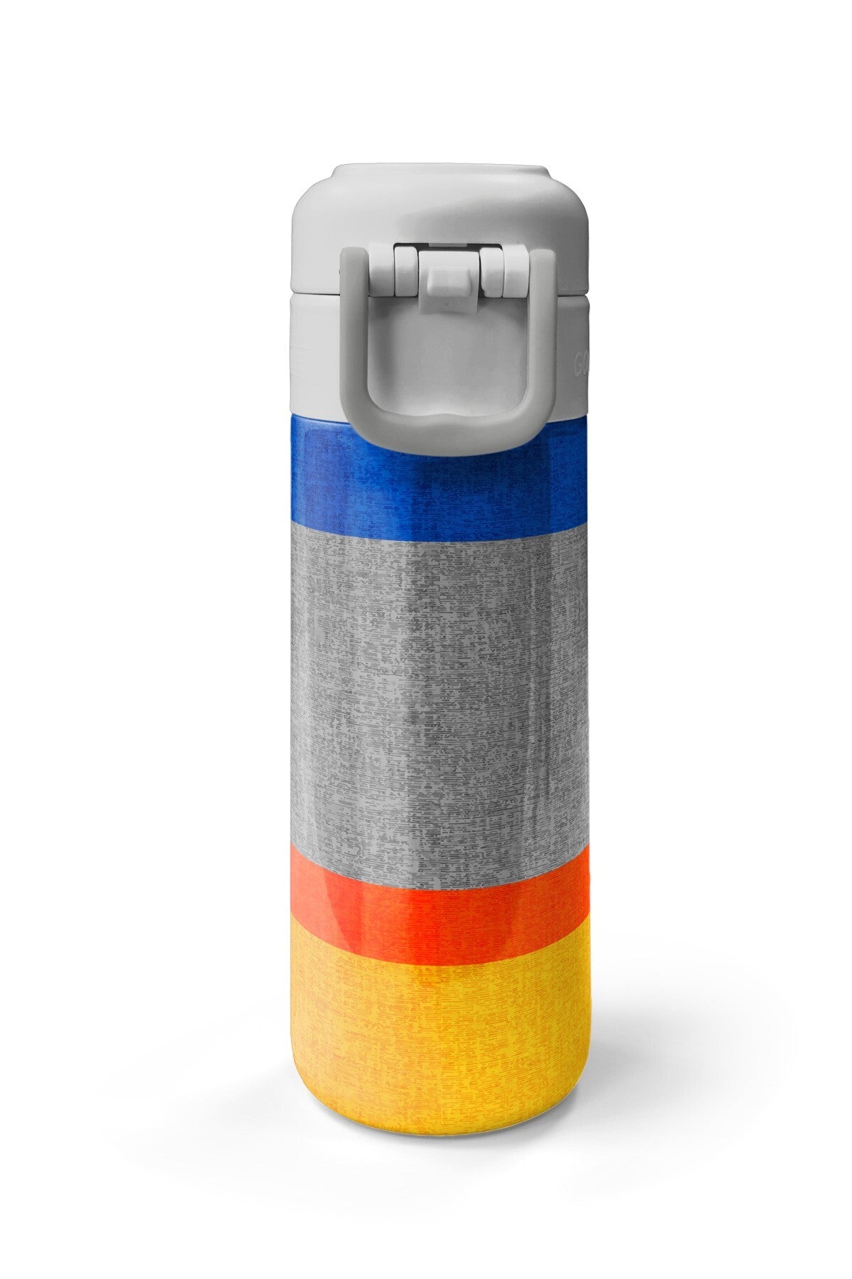 Coral High Kids Gri Turuncu Çizgi Desenli Pipetli ve Direkt İçim Çelik Termos 500 ml 38121-7