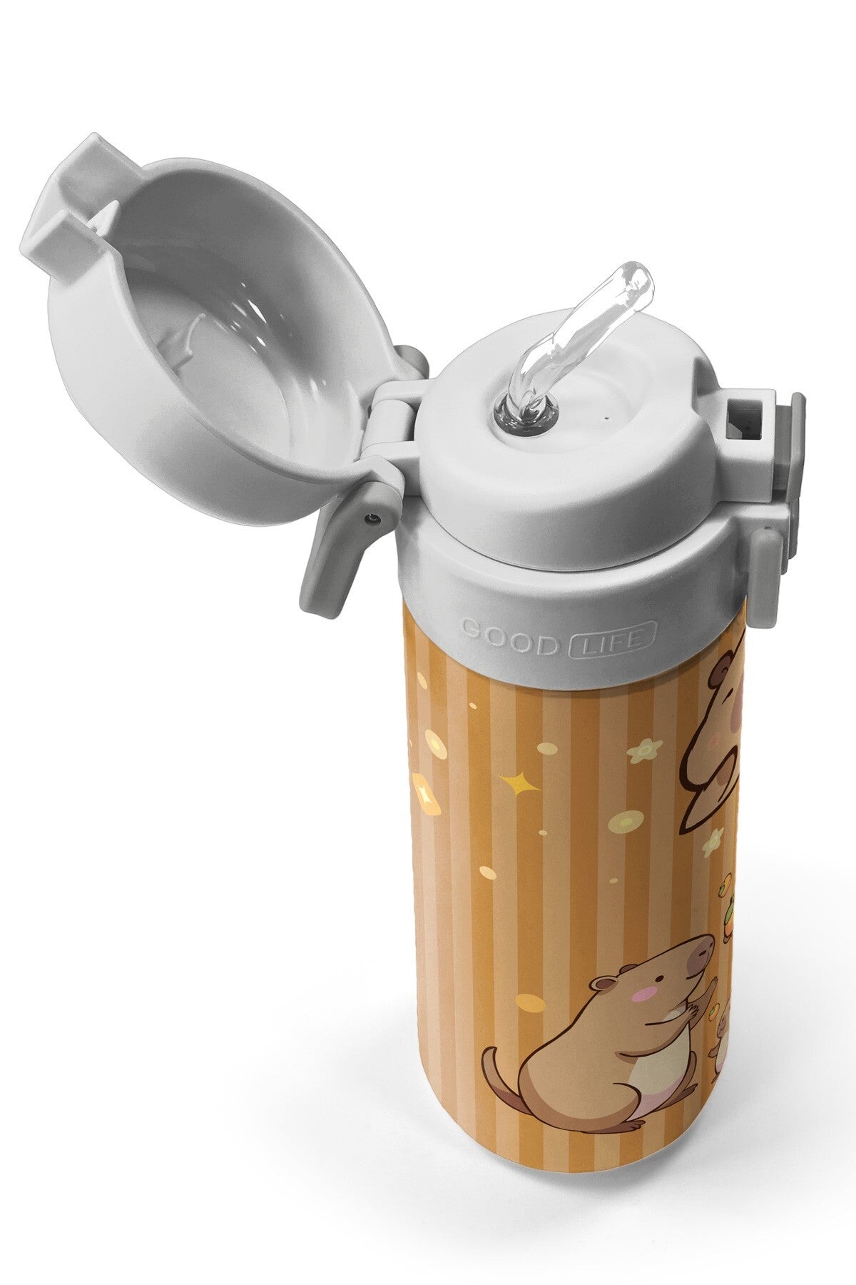 Coral High Kids Kapibara Desenli Pipetli ve Direkt İçim Çelik Termos 500 ml 31790-2