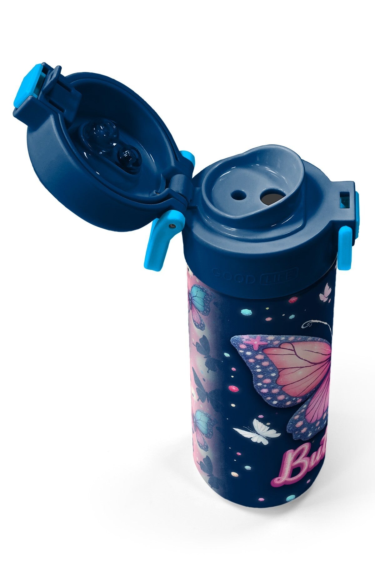 Coral High Kids Kelebek Desenli Pipetli ve Direkt İçim Çelik Termos 500 ml 38131-3