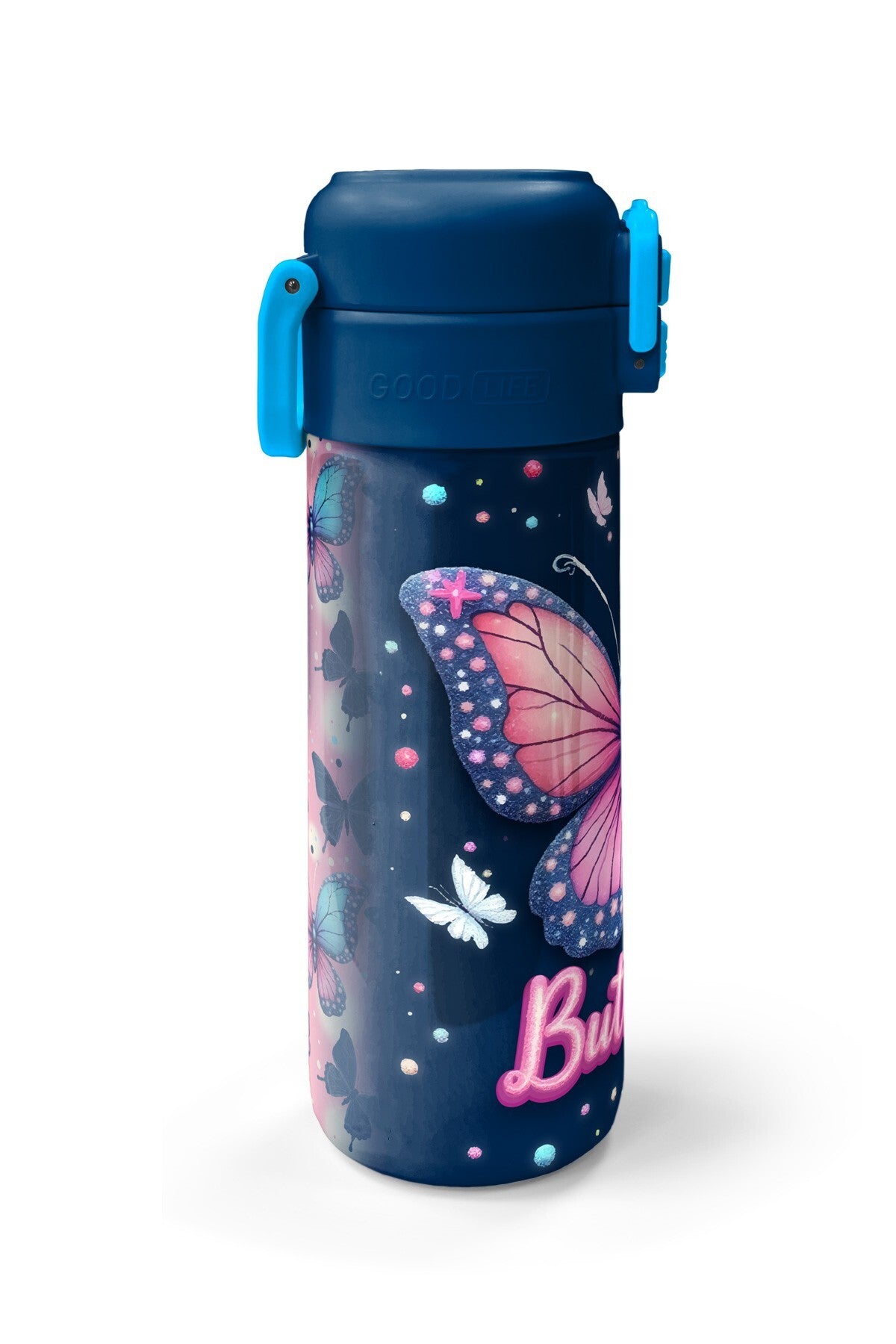Coral High Kids Kelebek Desenli Pipetli ve Direkt İçim Çelik Termos 500 ml 38131-5