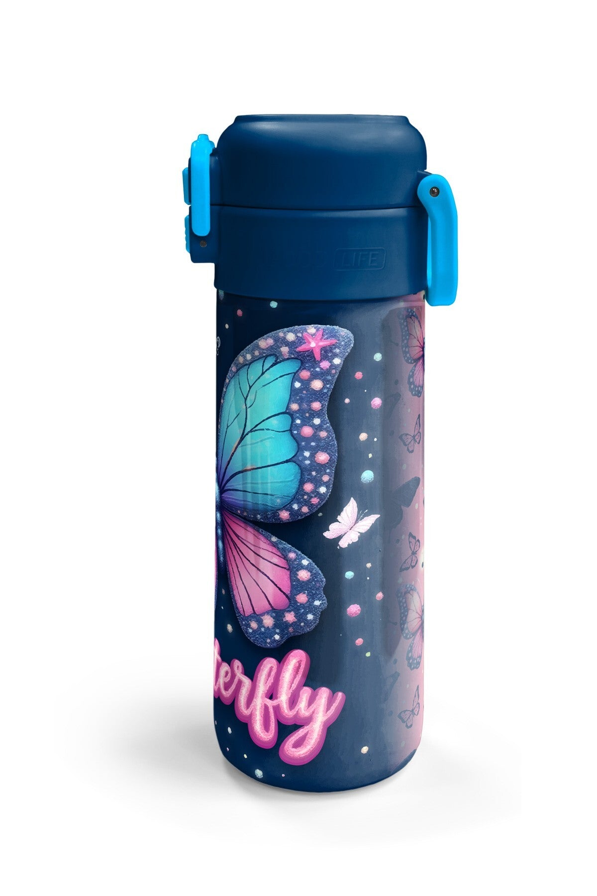 Coral High Kids Kelebek Desenli Pipetli ve Direkt İçim Çelik Termos 500 ml 38131-6