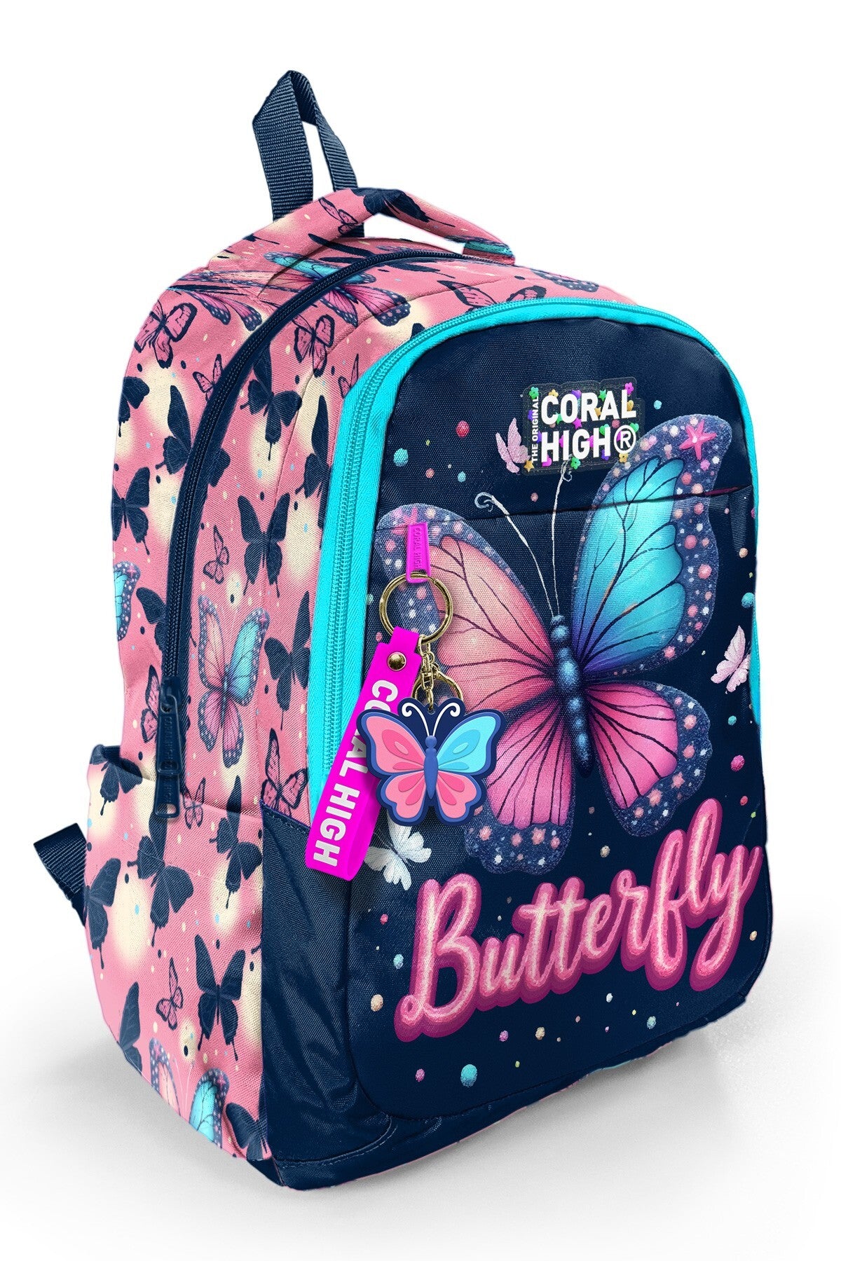 Coral High Kids Kelebek Desenli Üç Bölmeli Okul Sırt Çantası 33249