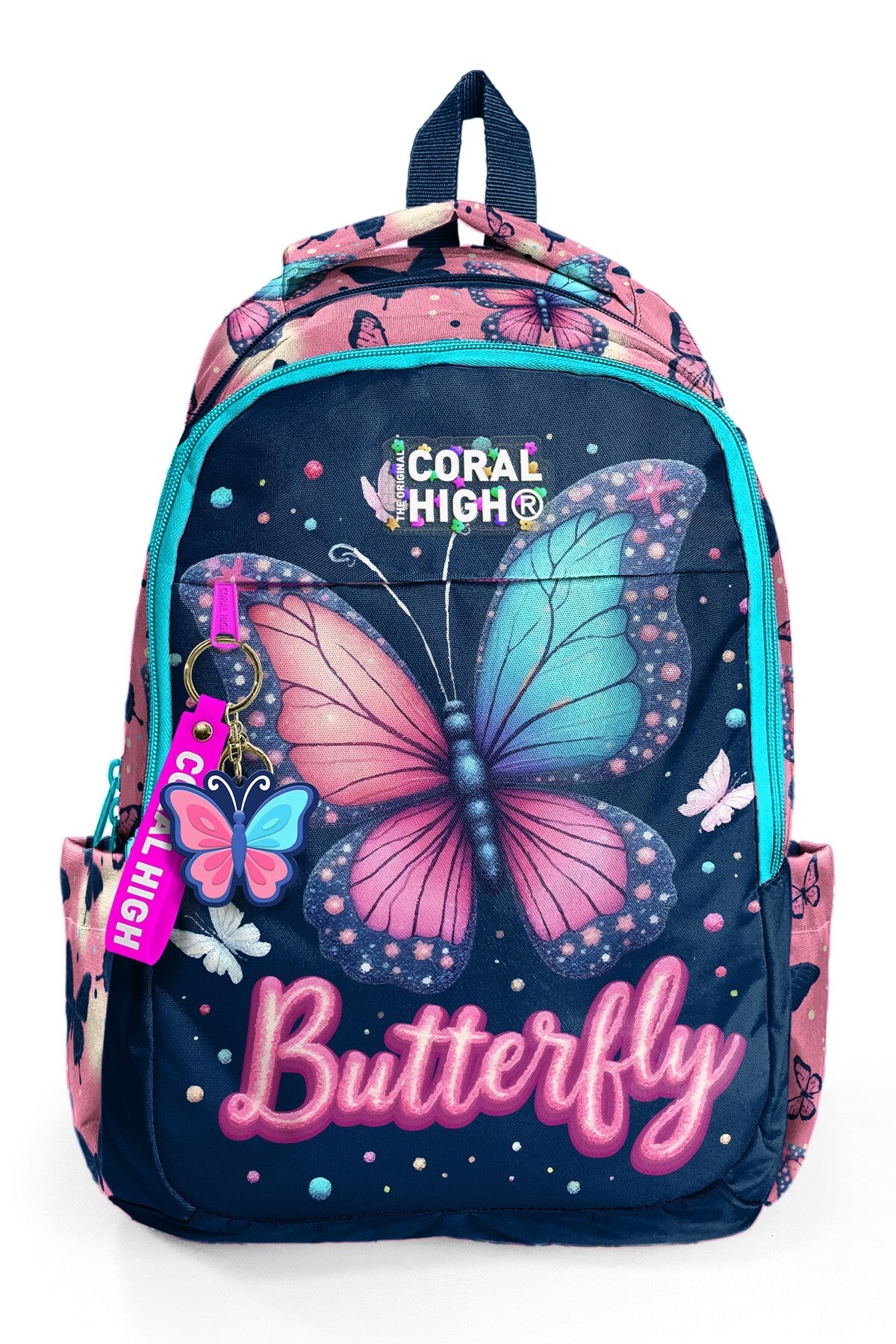 Coral High Kids Kelebek Desenli Üç Bölmeli Okul Sırt Çantası 33249-2
