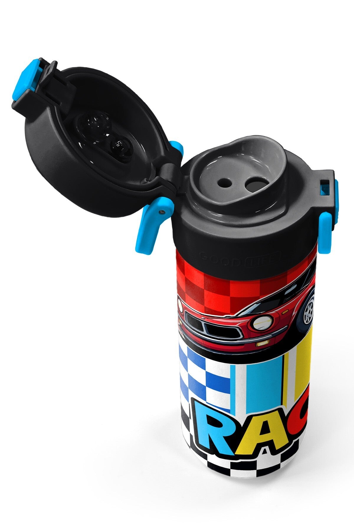 Coral High Kids Kırmızı Araba Desenli Pipetli ve Direkt İçim Çelik Termos 500 ml 38139-3