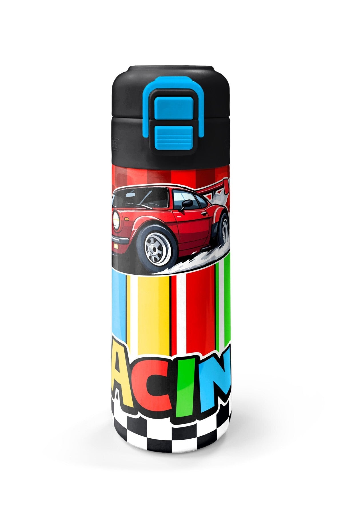 Coral High Kids Kırmızı Araba Desenli Pipetli ve Direkt İçim Çelik Termos 500 ml 38139-4
