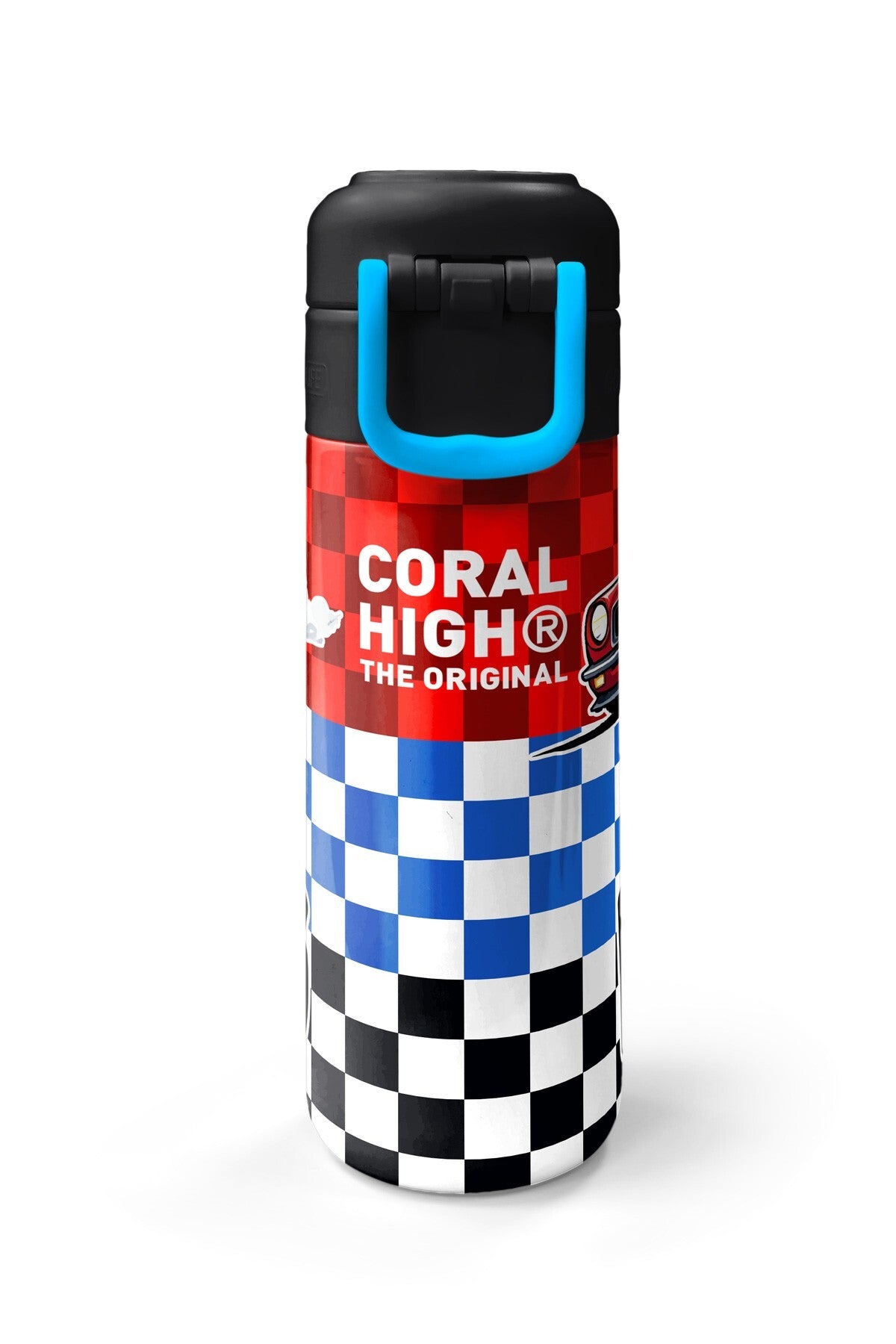 Coral High Kids Kırmızı Araba Desenli Pipetli ve Direkt İçim Çelik Termos 500 ml 38139-7