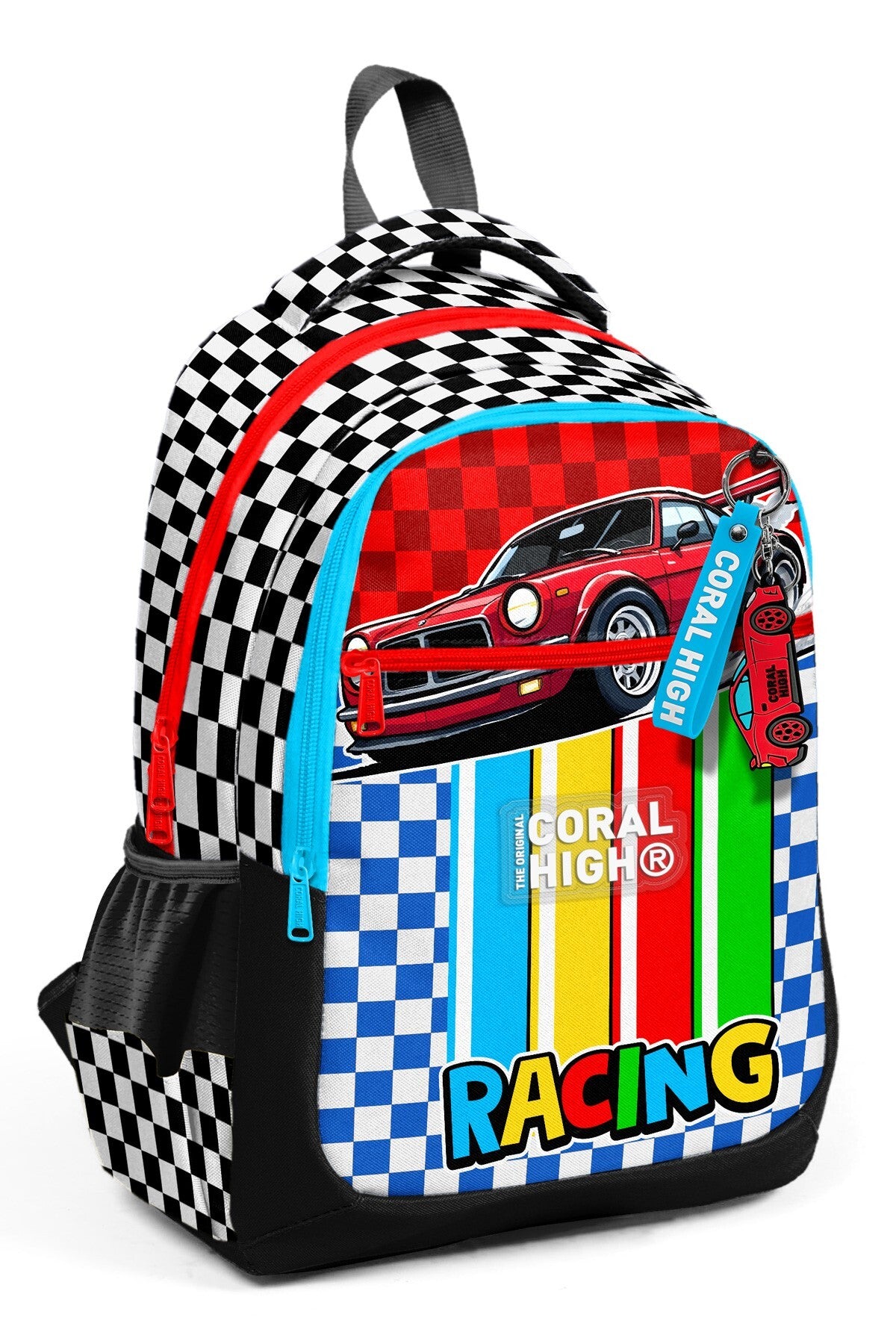 Coral High Kids Kırmızı Araba Desenli Üç Bölmeli Okul Sırt Çantası 33257