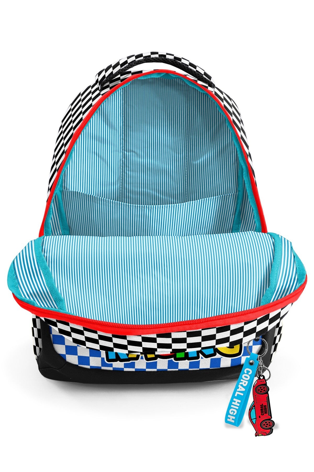 Coral High Kids Kırmızı Araba Desenli Üç Bölmeli Okul Sırt Çantası 33257