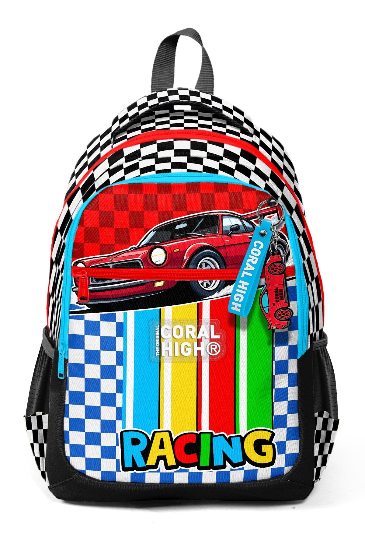 Coral High Kids Kırmızı Araba Desenli Üç Bölmeli Okul Sırt Çantası 33257-7
