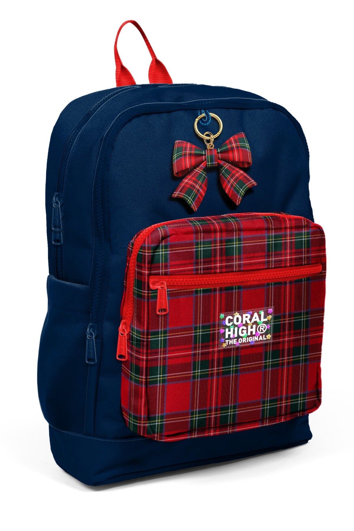 Coral High Kids Lacivert Ekose Fiyonk Desenli Okul Sırt Çantası 33207-1