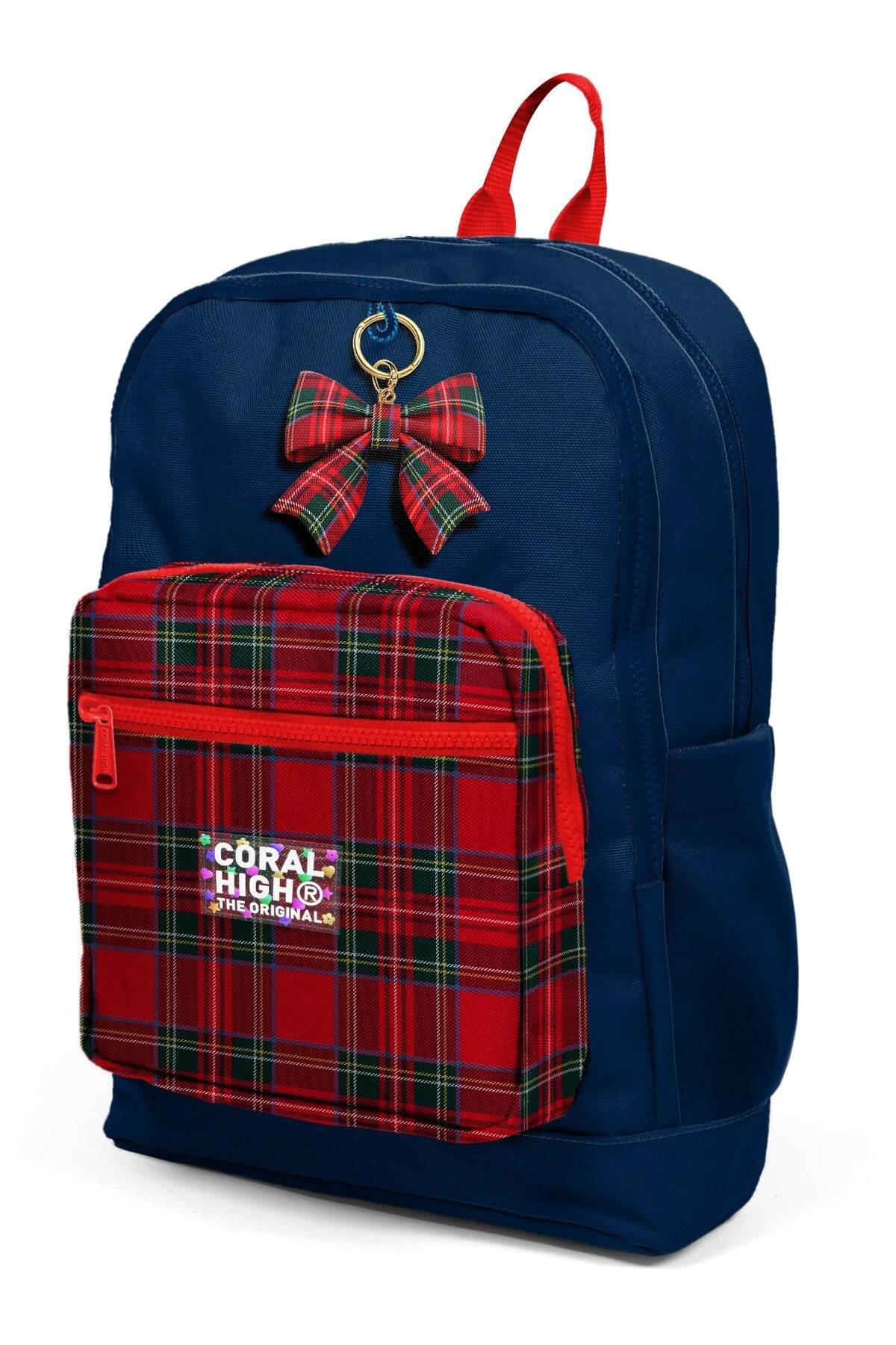 Coral High Kids Lacivert Ekose Fiyonk Desenli Okul Sırt Çantası 33207-6
