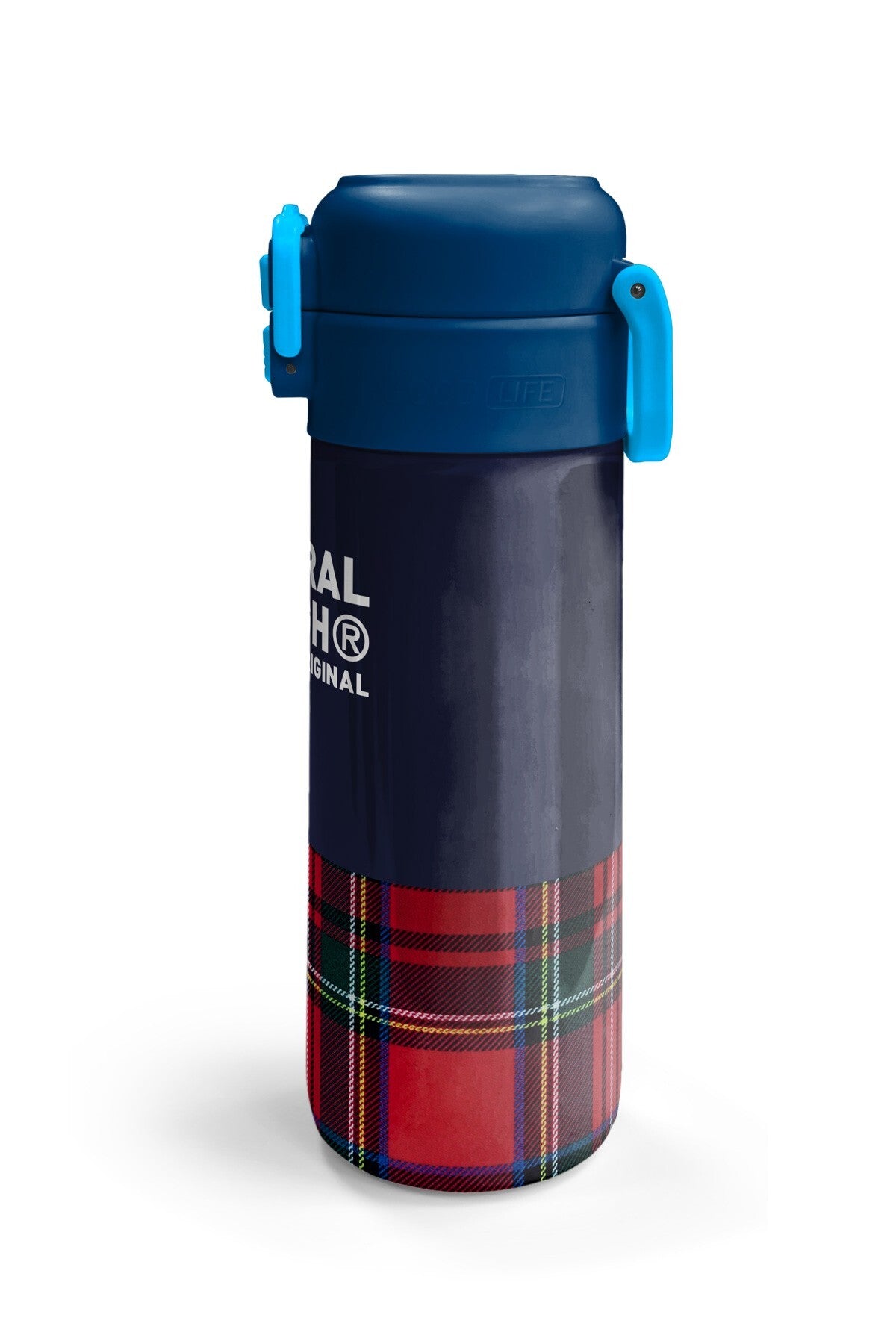 Coral High Kids Lacivert Ekose Fiyonk Desenli Pipetli ve Direkt İçim Çelik Termos 500 ml 38107-4