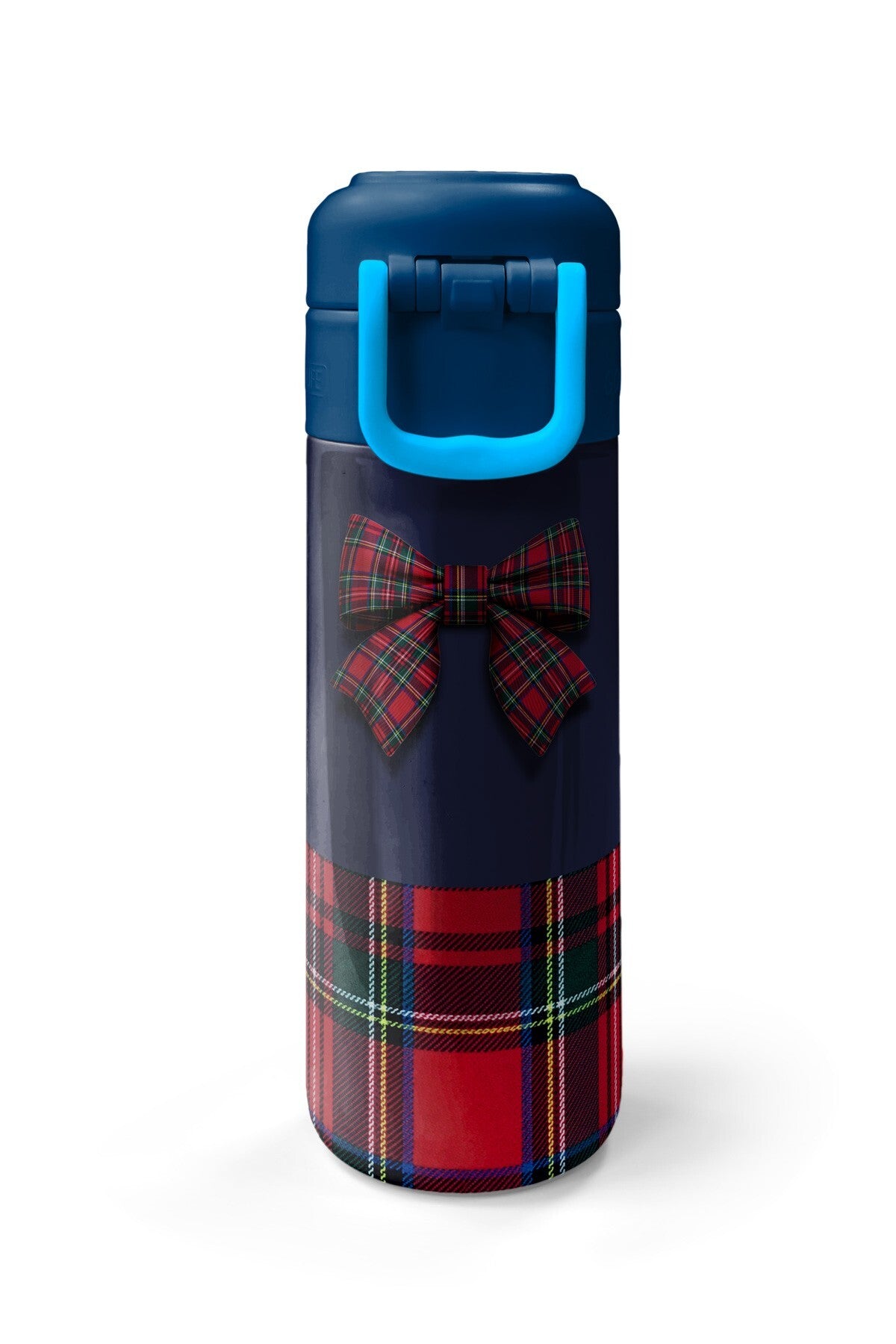 Coral High Kids Lacivert Ekose Fiyonk Desenli Pipetli ve Direkt İçim Çelik Termos 500 ml 38107-5