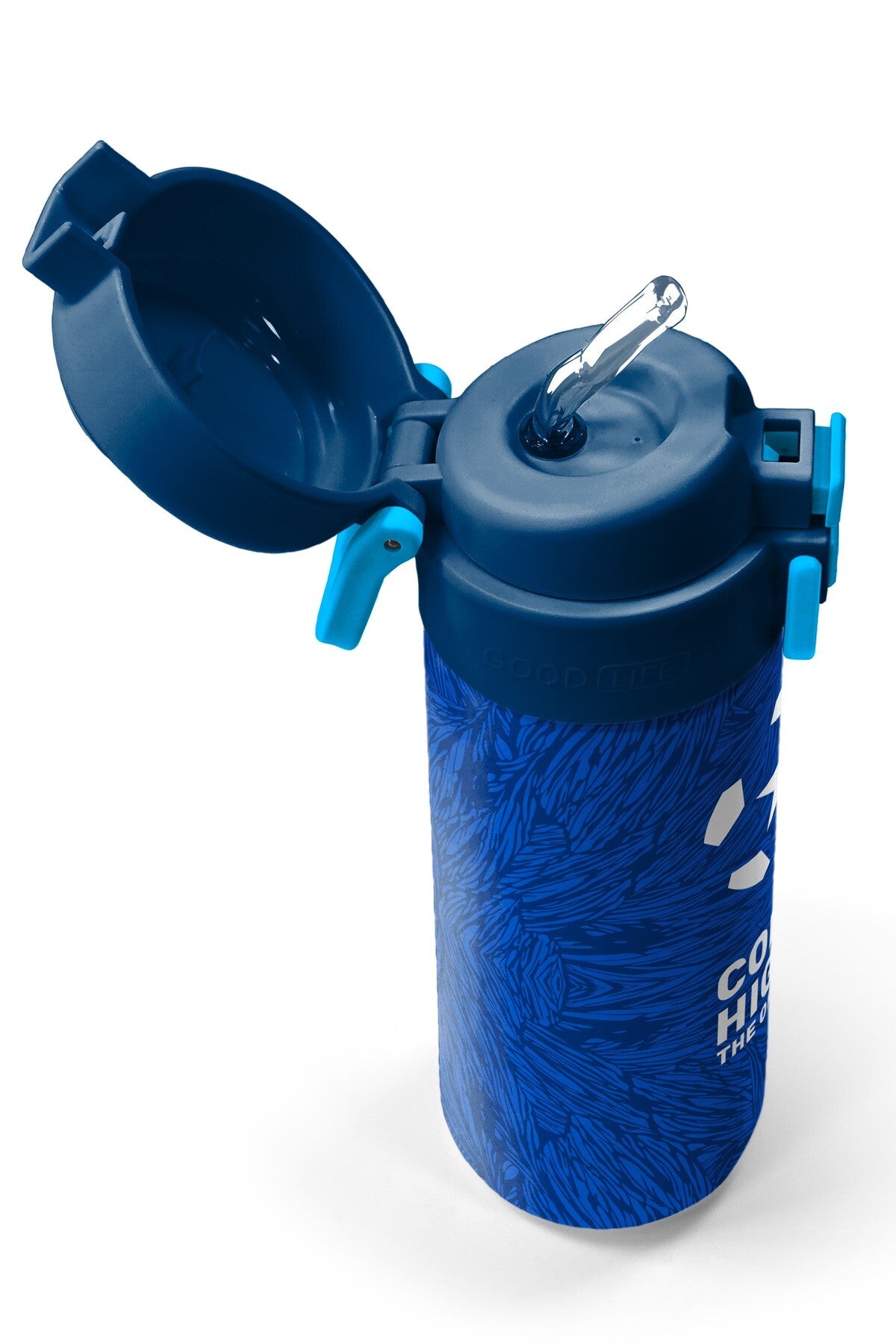 Coral High Kids Lacivert Saks Futbol Desenli Pipetli ve Direkt İçim Çelik Termos 500 ml 31897-2