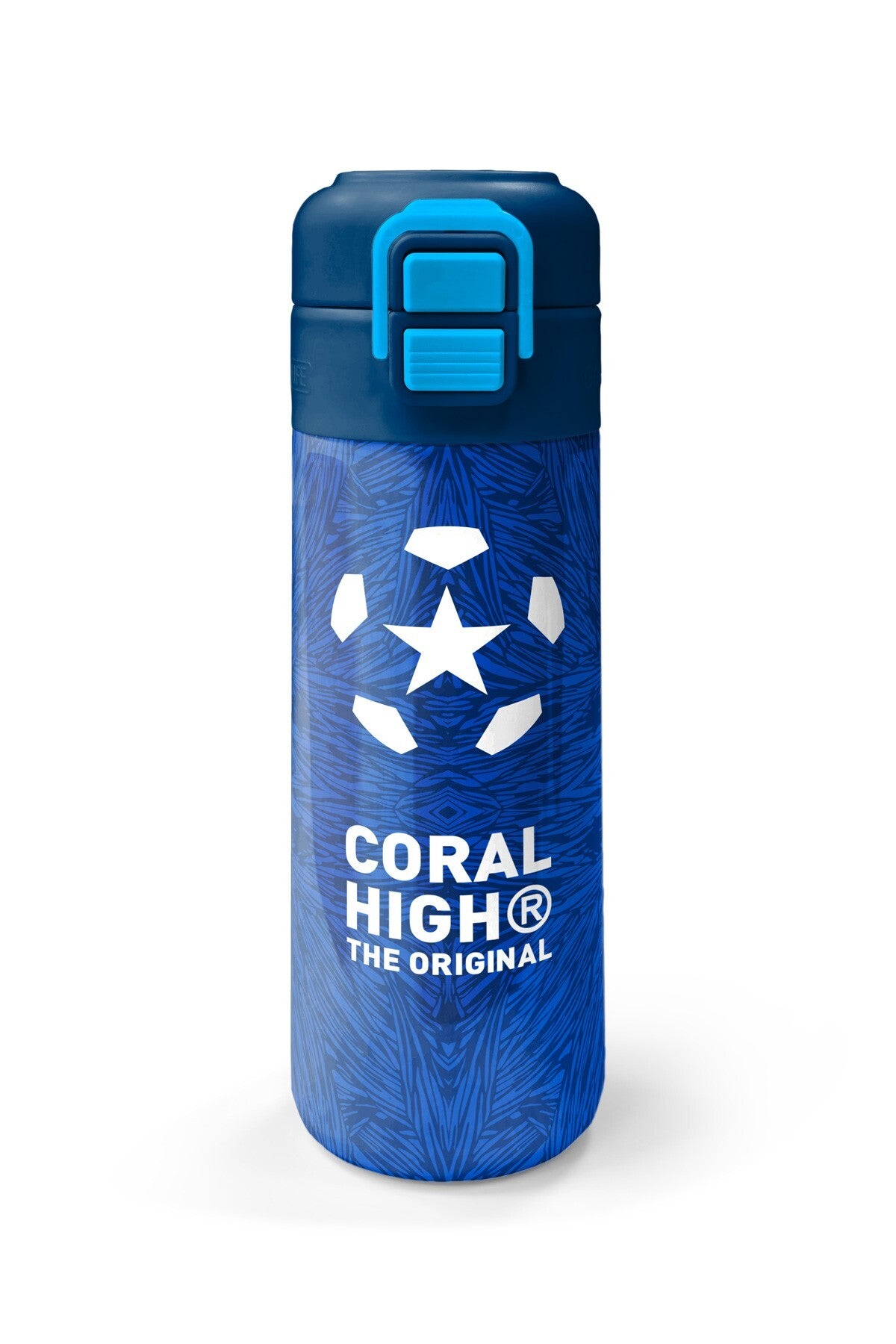 Coral High Kids Lacivert Saks Futbol Desenli Pipetli ve Direkt İçim Çelik Termos 500 ml 31897-4