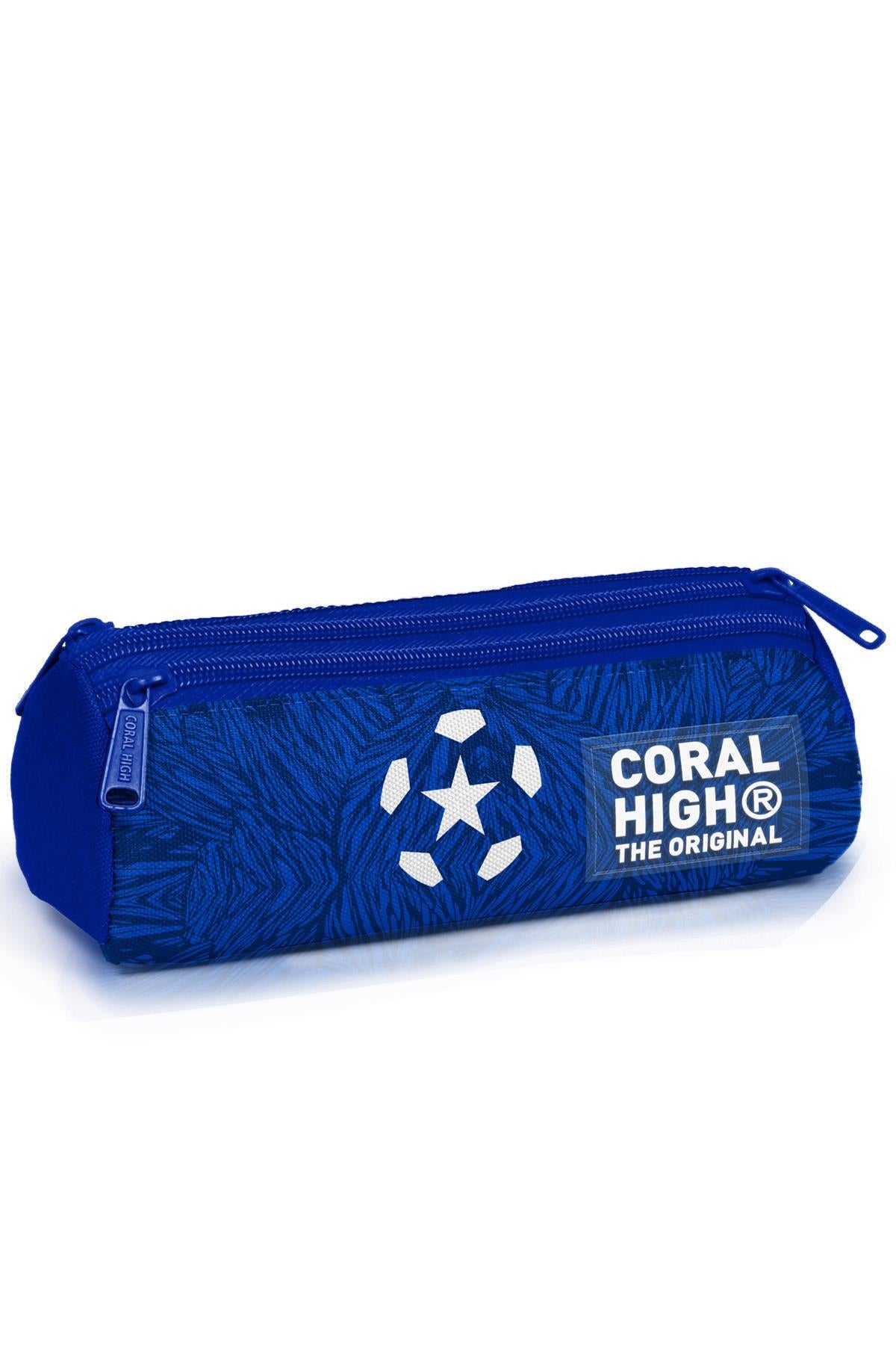 Coral High Kids Lacivert Saks Futbol Desenli Üç Bölmeli Kalem Çantası 11197-1