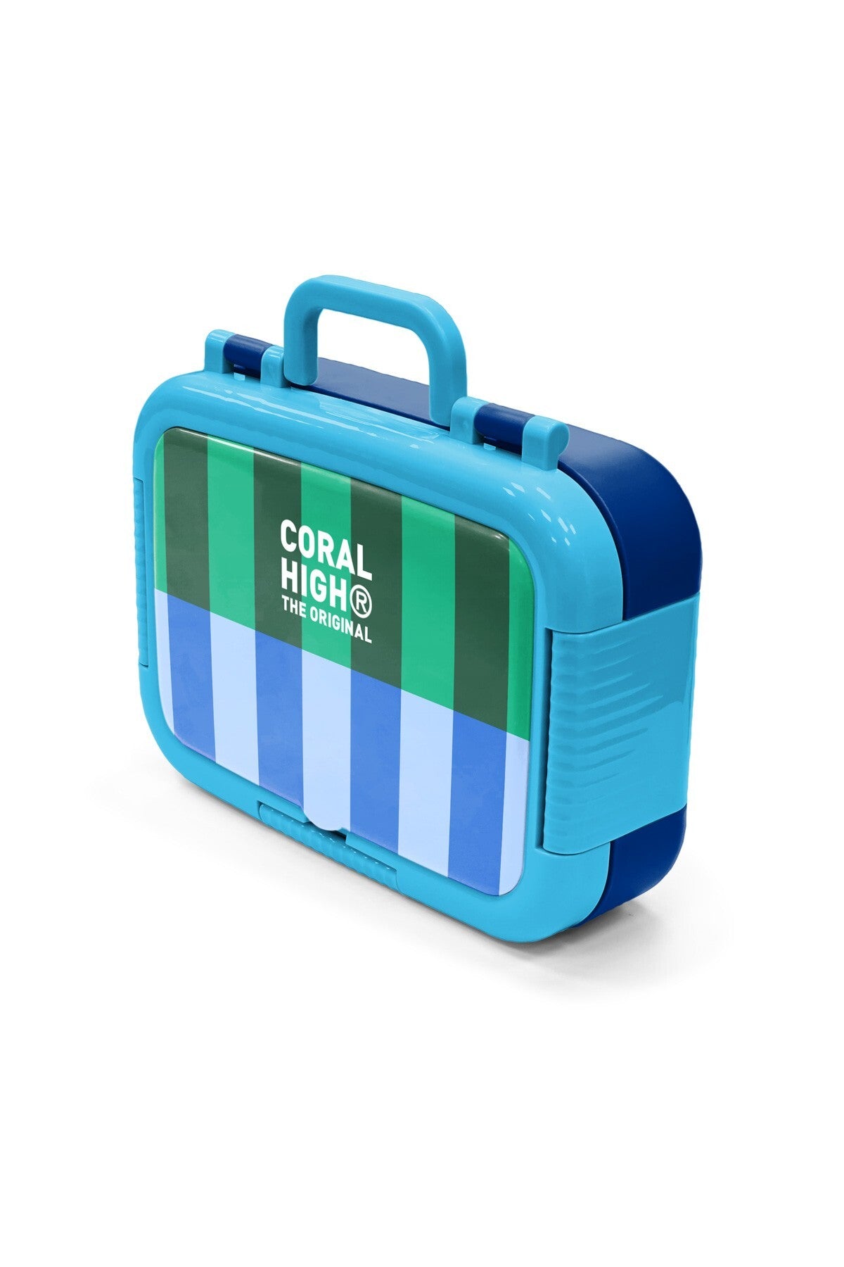 Coral High Kids Mavi Yeşil Çizgi Desenli Paslanmaz Çelik Beslenme Kabı 39111-4