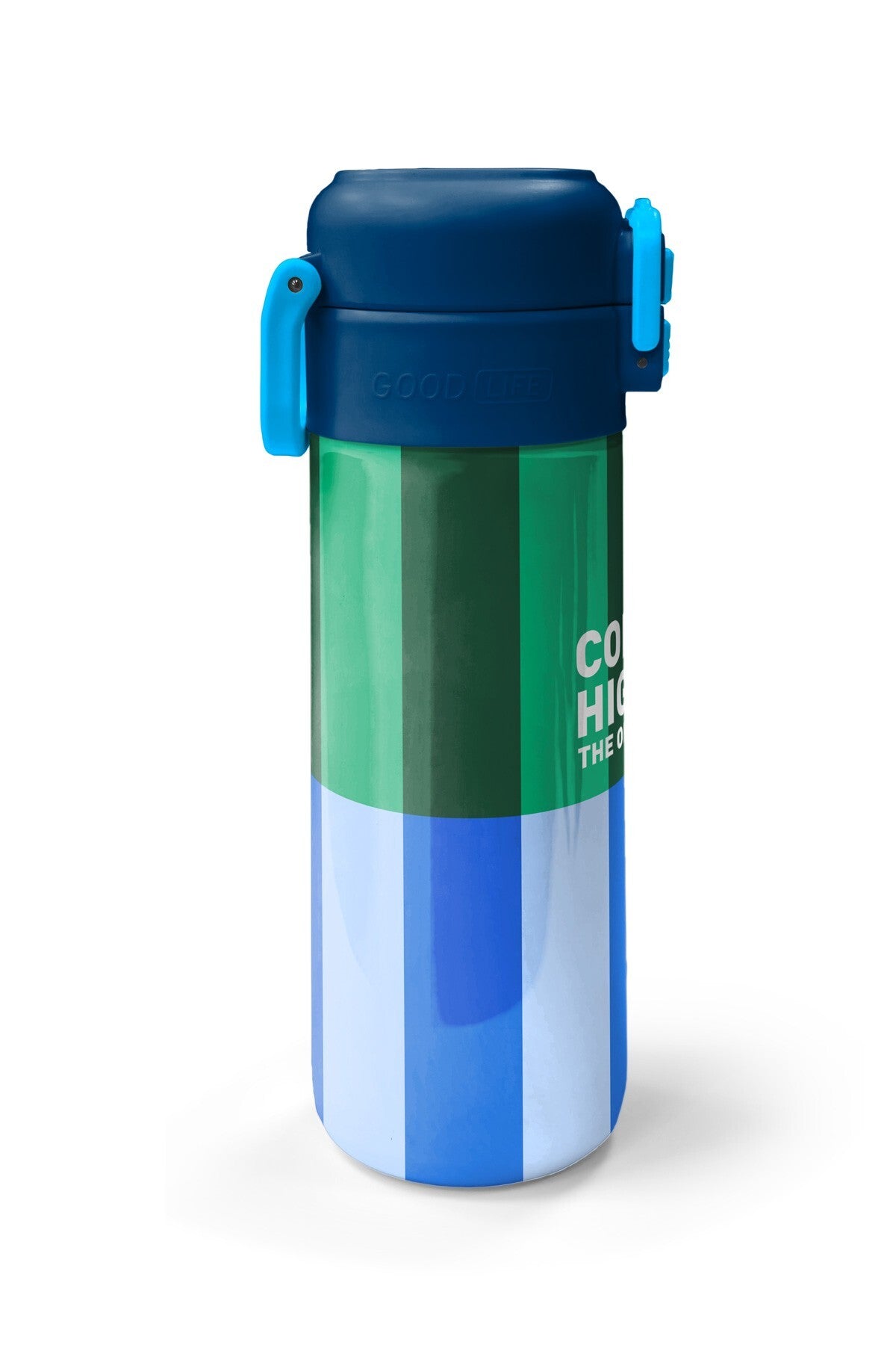 Coral High Kids Mavi Yeşil Çizgi Desenli Pipetli ve Direkt İçim Çelik Termos 500 ml 38111-5