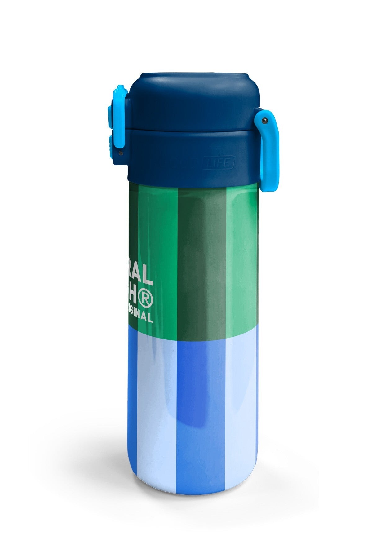 Coral High Kids Mavi Yeşil Çizgi Desenli Pipetli ve Direkt İçim Çelik Termos 500 ml 38111-5