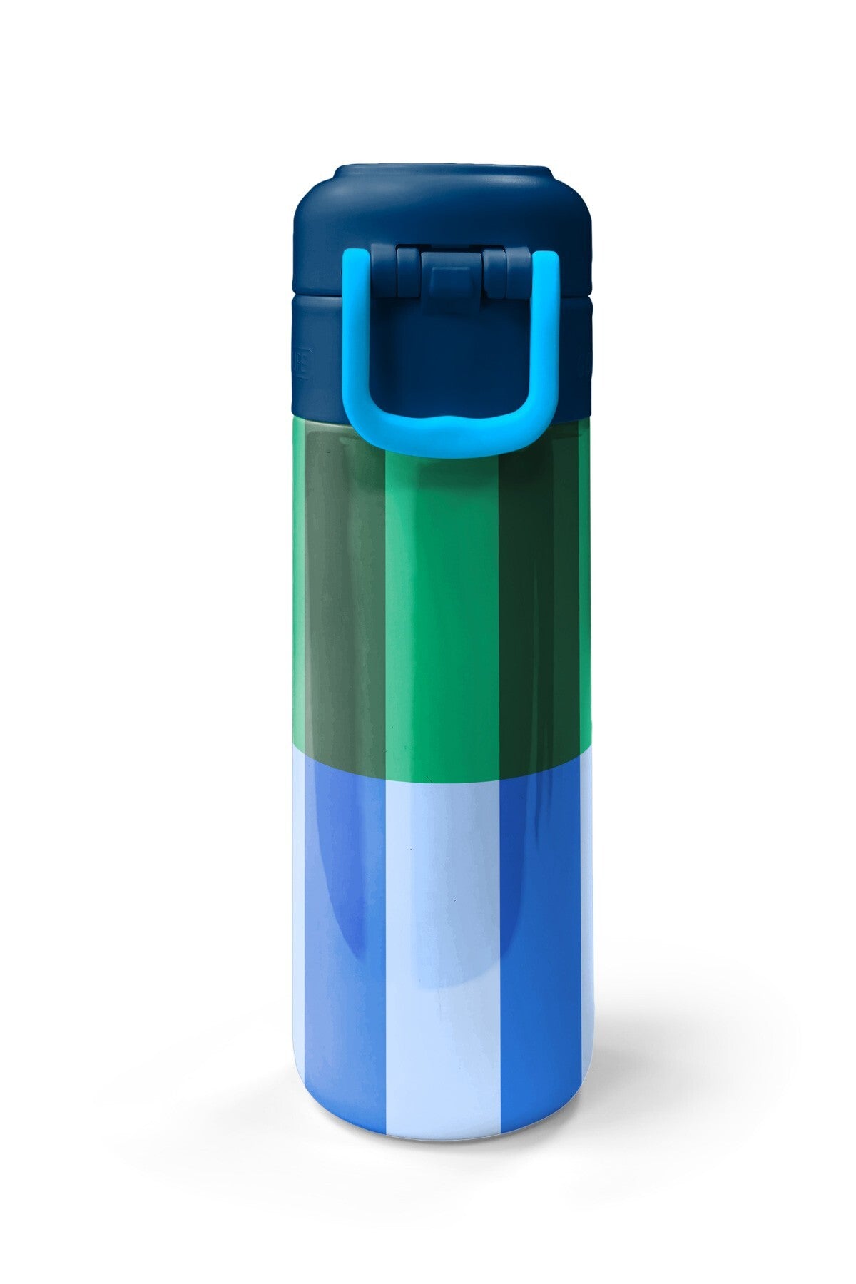 Coral High Kids Mavi Yeşil Çizgi Desenli Pipetli ve Direkt İçim Çelik Termos 500 ml 38111-6