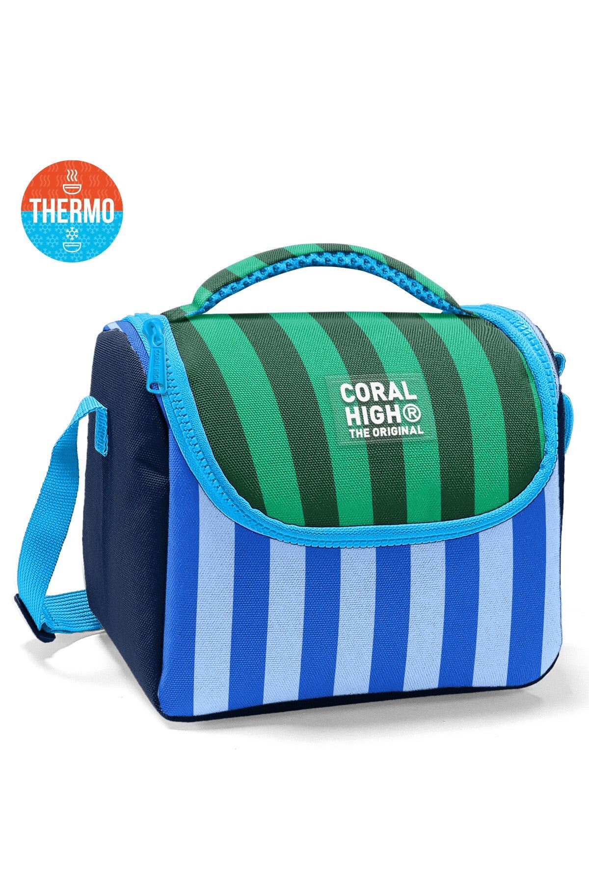 Coral High Kids Mavi Yeşil Çizgili Thermo Beslenme Çantası 37111-1