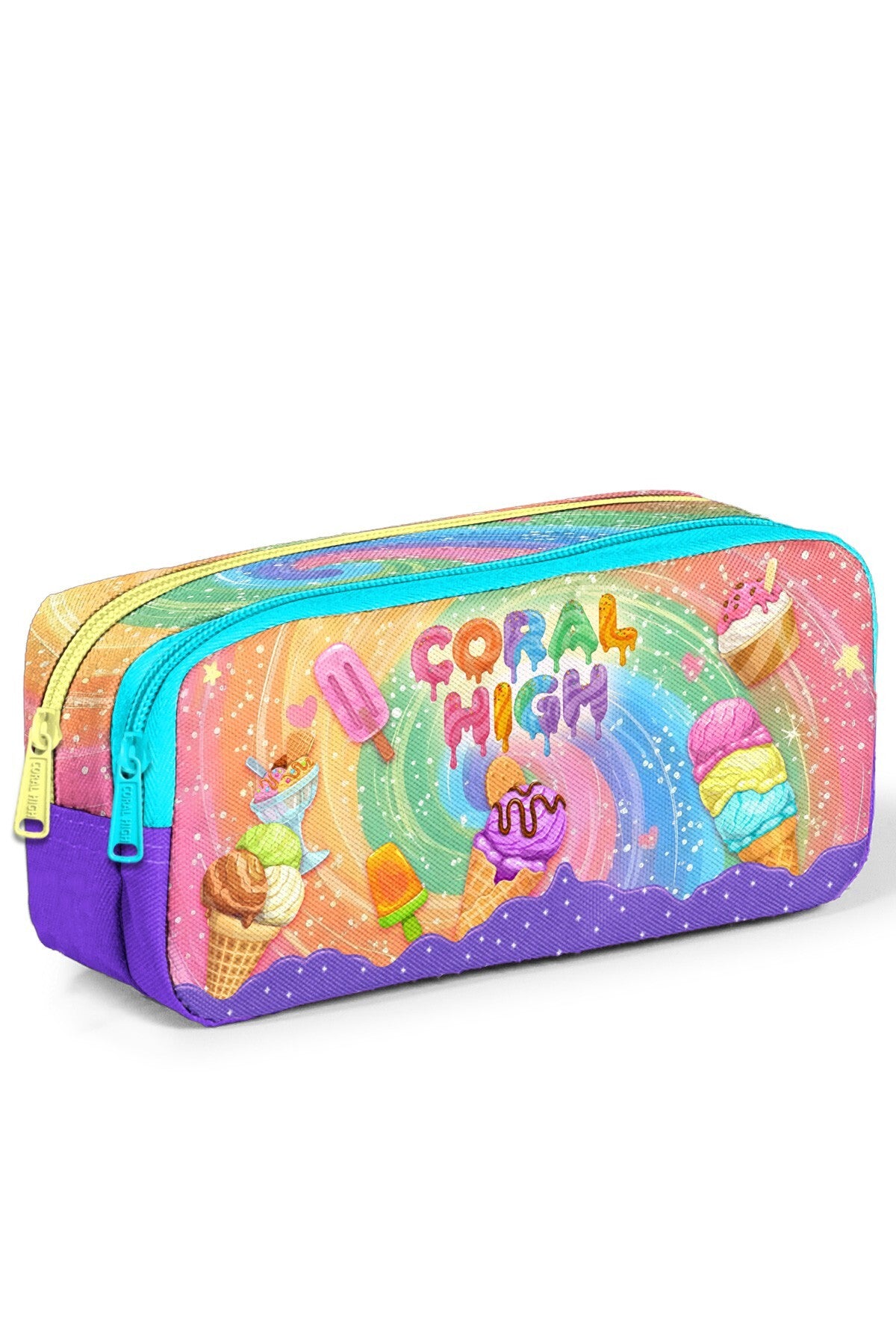 Coral High Kids Milka Dondurma Desenli İki Bölmeli Kalem Çantası 31054-1